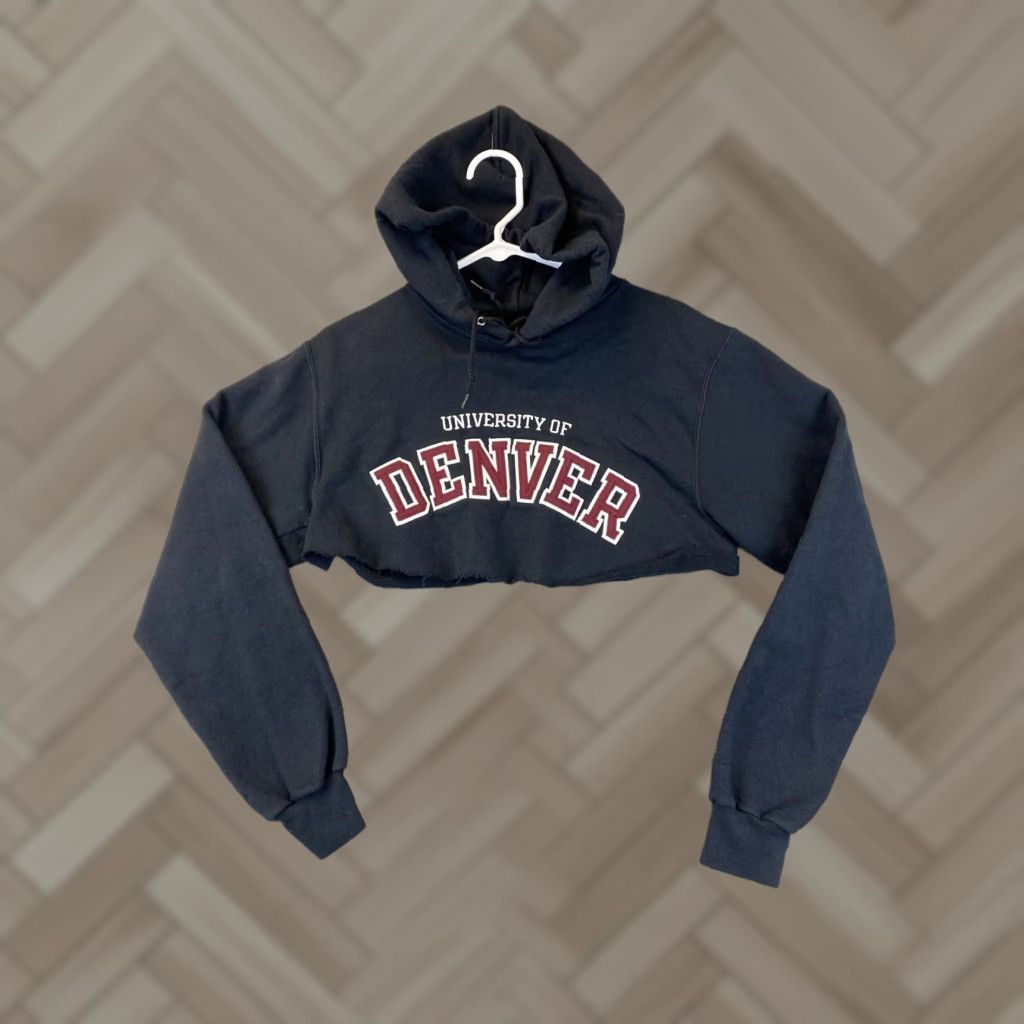 Champion Champion Hoodie Women Cropped Denver University Black S Logo Sweatshirt Modern Athletic Activewear S Womens Size S / US 4 / IT 40 - 1 Thumbnail