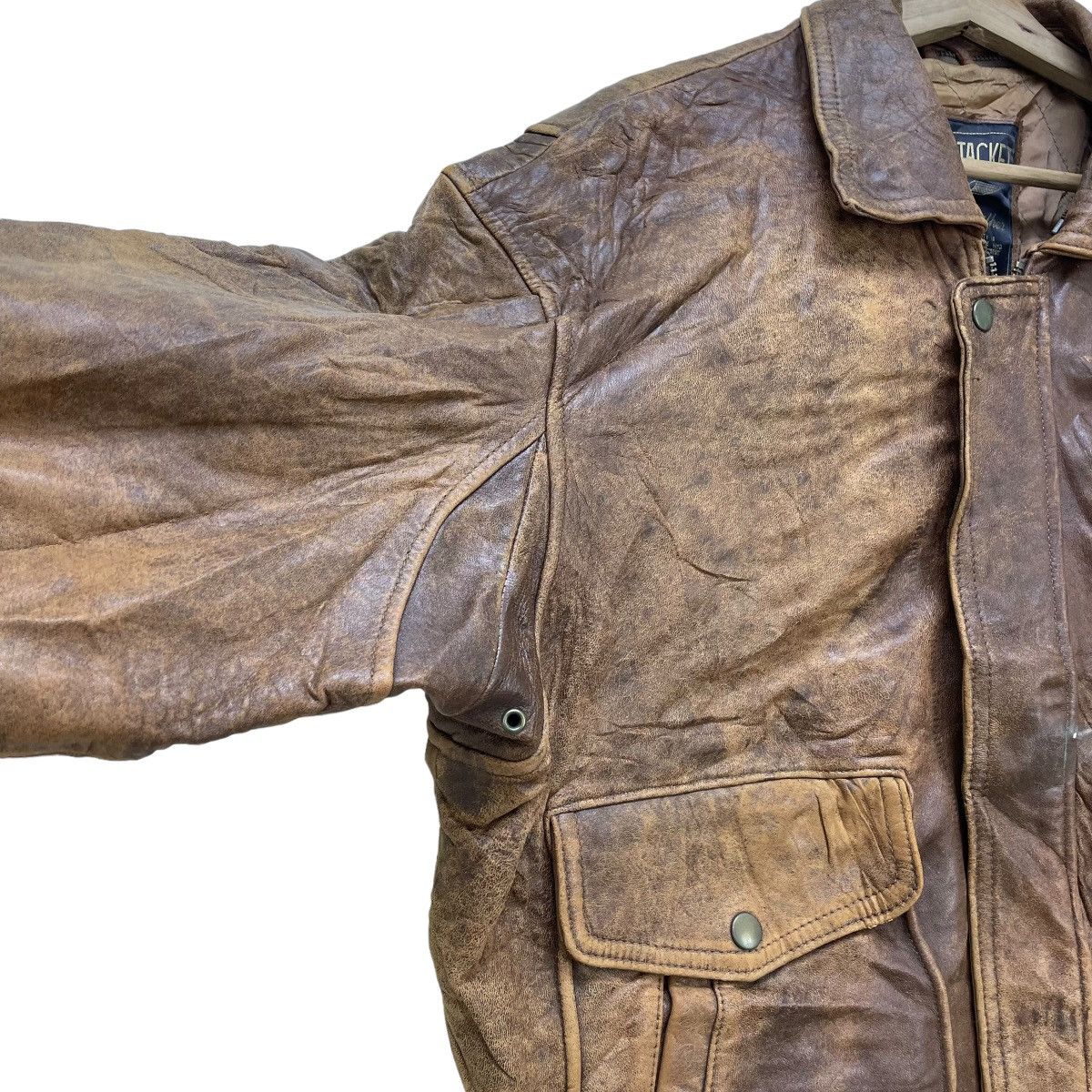 Japanese Brand sky wear Leather Flight Jacket Army Jacket Size US L / EU 52-54 / 3 - 3 Thumbnail