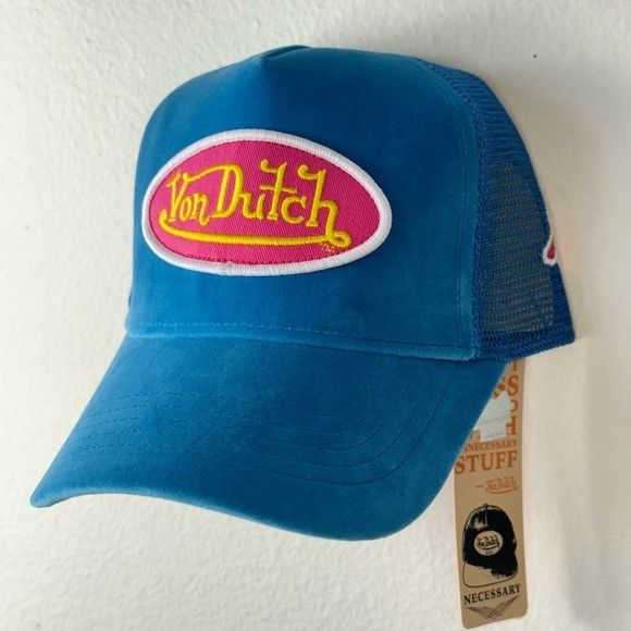 Designer × Von Dutch NWT VON DUTCH BLUE HOLLYWOOD VELVET TRUCKER HAT Size ONE SIZE - 5 Thumbnail