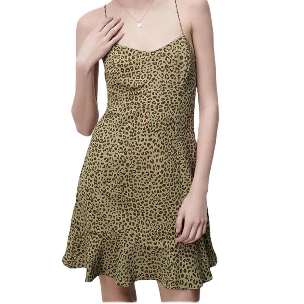knee length dresses for ladies Green and Animal Print Ruched Mini Dress – AX Paris main image 0