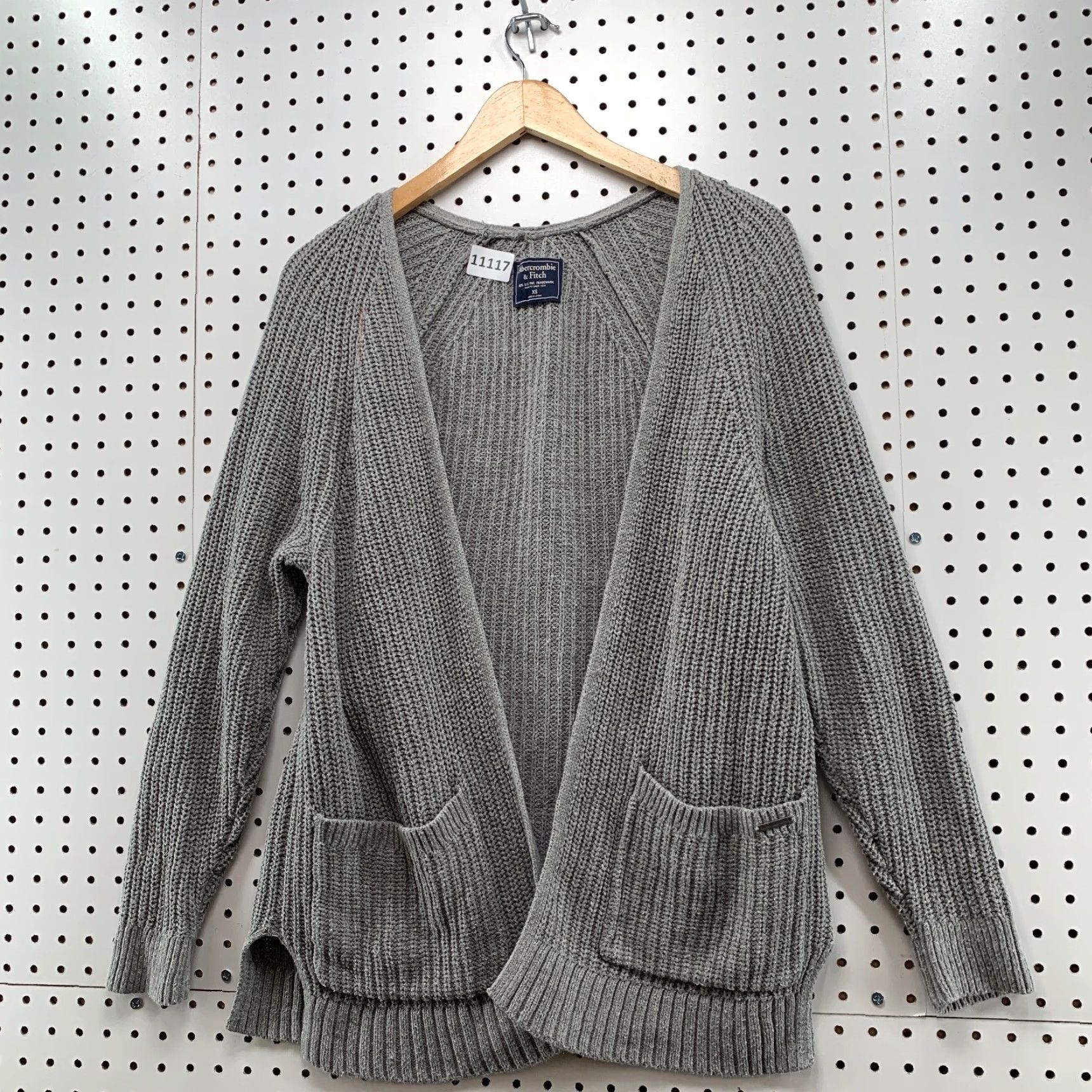 Abercrombie & Fitch VINTAGE Abercrombie & Fitch Cardigan Sweater Womens XS Gray Ribbed Knit Pockets Knit Open Front V-Neck Size XS / US 0-2 / IT 36-38 - 6 Thumbnail