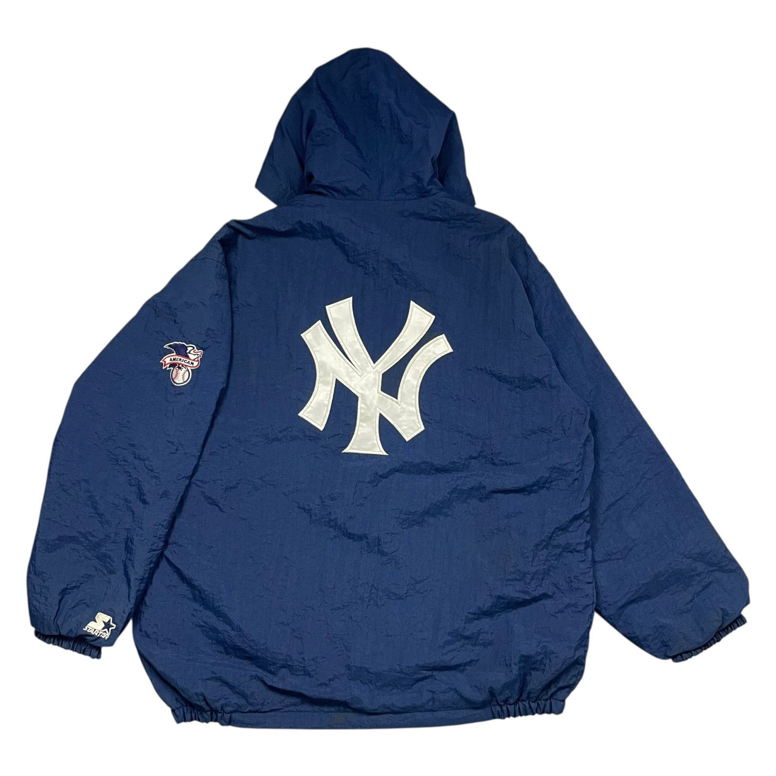 MLB VTG 90s NEW YORK YANKEES HOODED STARTER QUILT LINING JACKET Size US XL / EU 56 / 4 - 1 Thumbnail