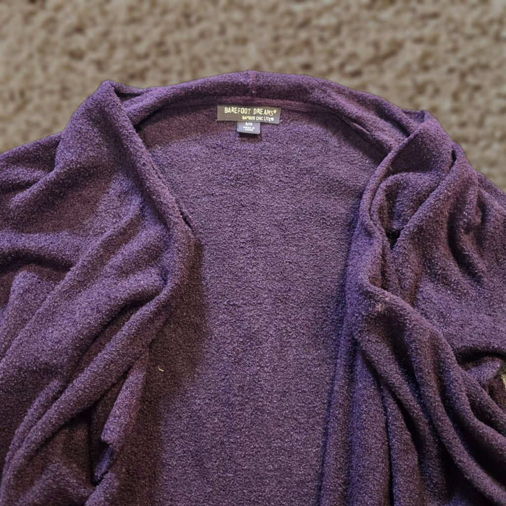 Vintage Barefoot Dreams Sweater Cardigan Womens Size M Purple Open Pockets Casual Lite Knit Winter Fall Spring Regular Size M / US 6-8 / IT 42-44 - 1 Thumbnail