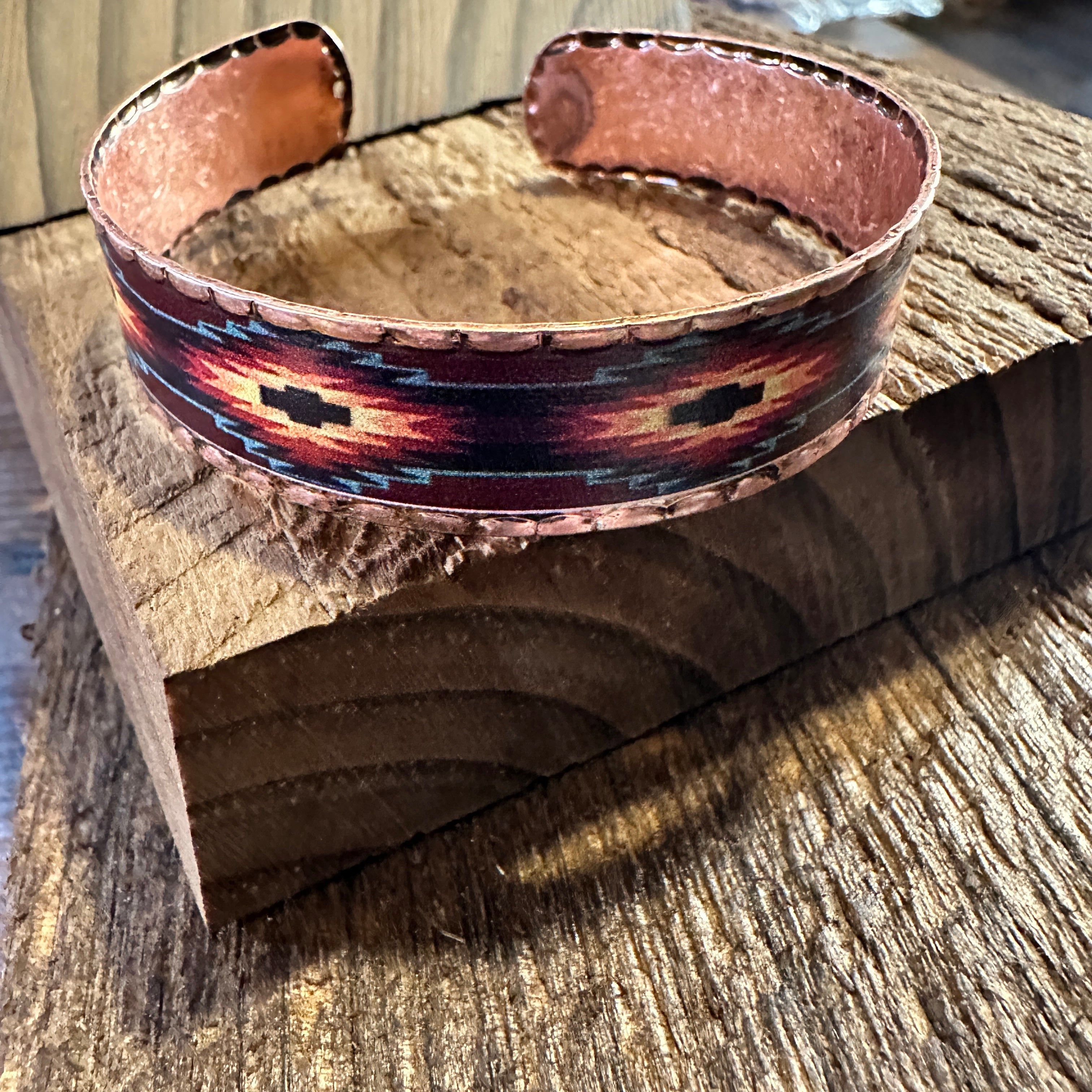 Other Handmade Boho Native American Aztek Copper Narrow Cuff Brace Size ONE SIZE - 7 Thumbnail