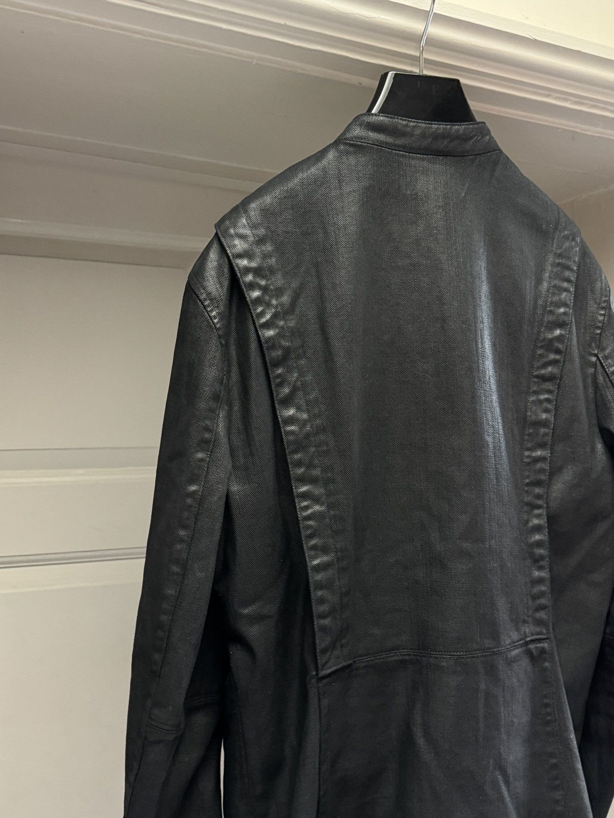 Helmut Lang Helmut Lang Waxed Cotton Black Asymmetrical Jacket Large Size US L / EU 52-54 / 3 - 9 Thumbnail