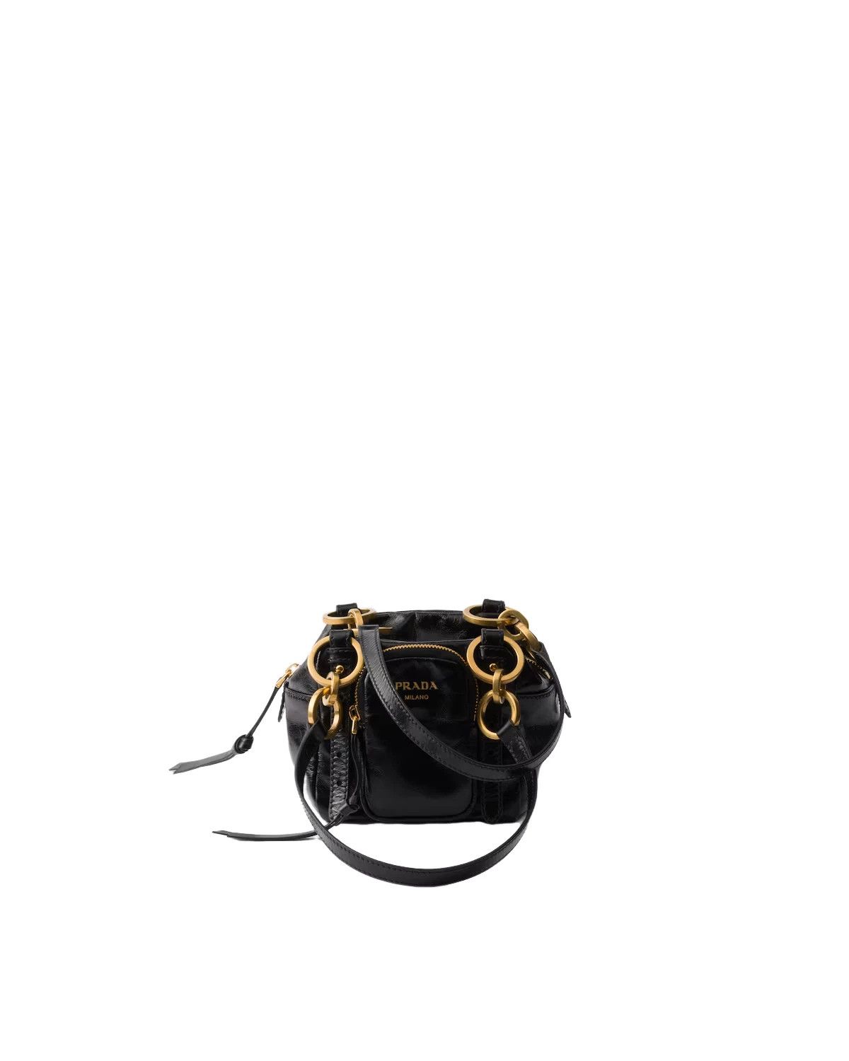 Prada PRADA Dangle Mini Black Leather Top Handle Bag New/Auth Size ONE SIZE - 1 Thumbnail