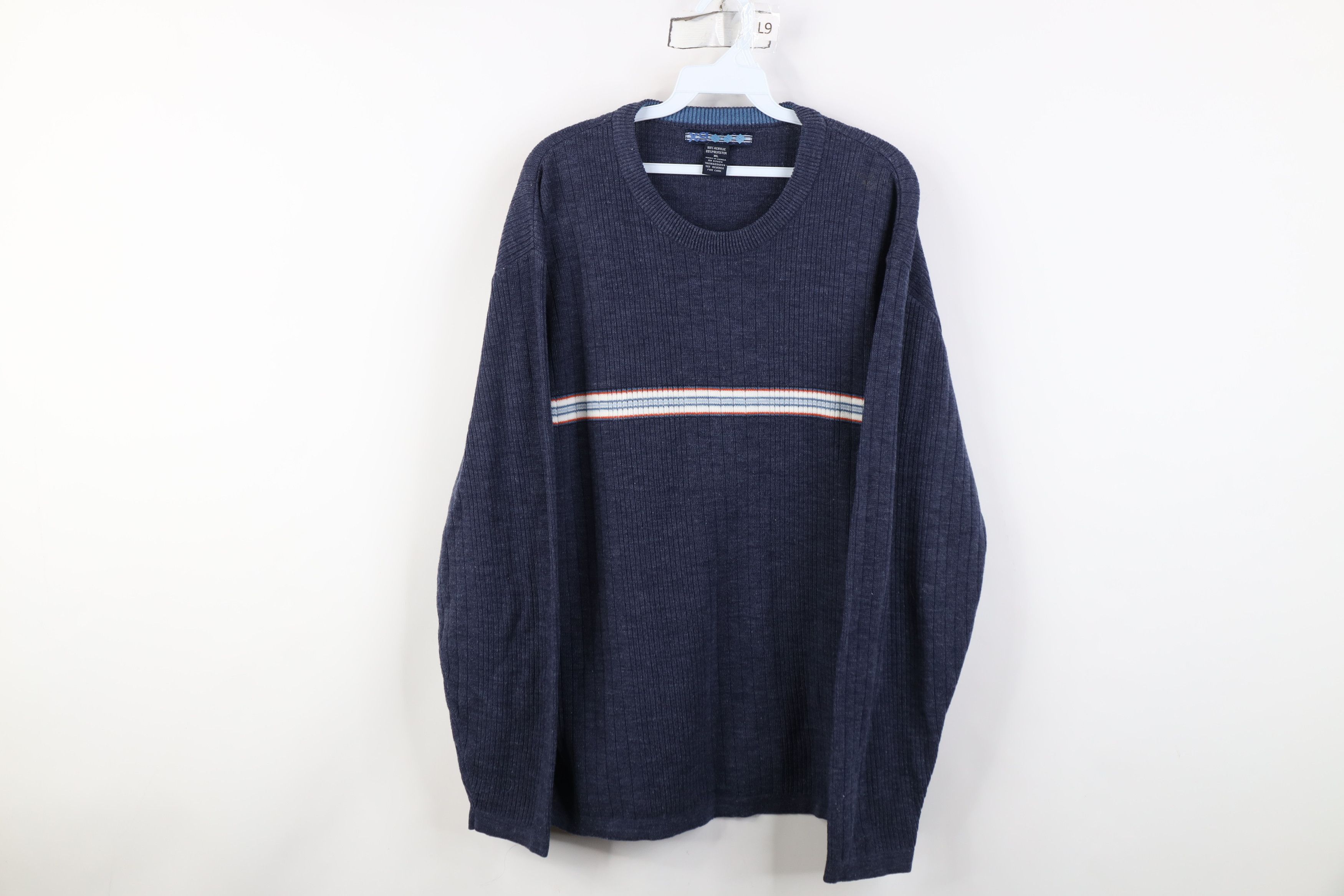 Vintage Vintage 90s Y2K Streetwear Block Ribbed Knit Sweater Blue Size US XL / EU 56 / 4 - 1 Thumbnail