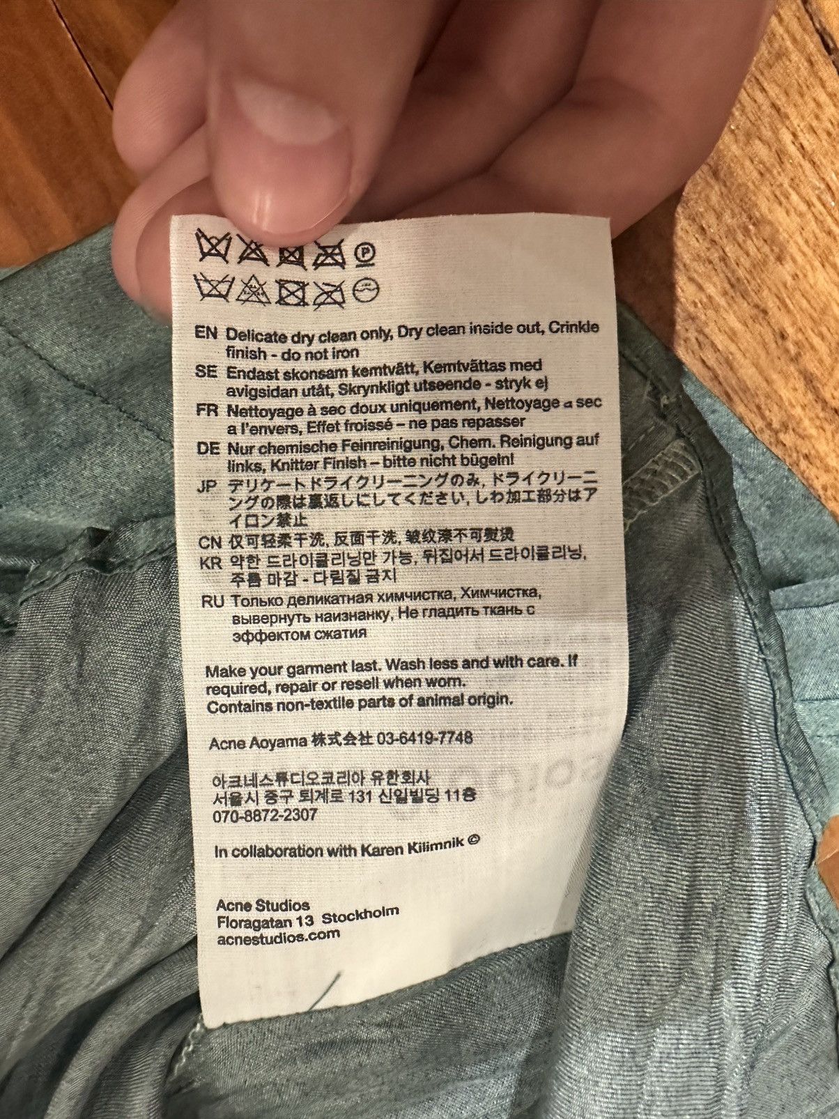 Acne Studios Acne Studios Silk/Viscose Butterfly Print Shirt Blue Green Size US M / EU 48-50 / 2 - 5 Thumbnail