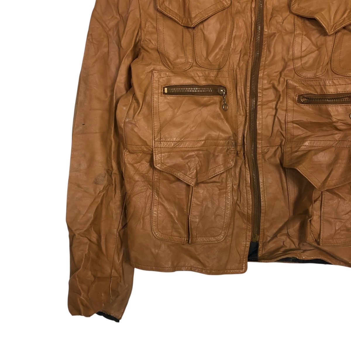 Japanese Brand 🔥CROPPED BIKER LEATHER JACKET UNBRANDED ISSEY MIYAKE Size US M / EU 48-50 / 2 - 6 Thumbnail
