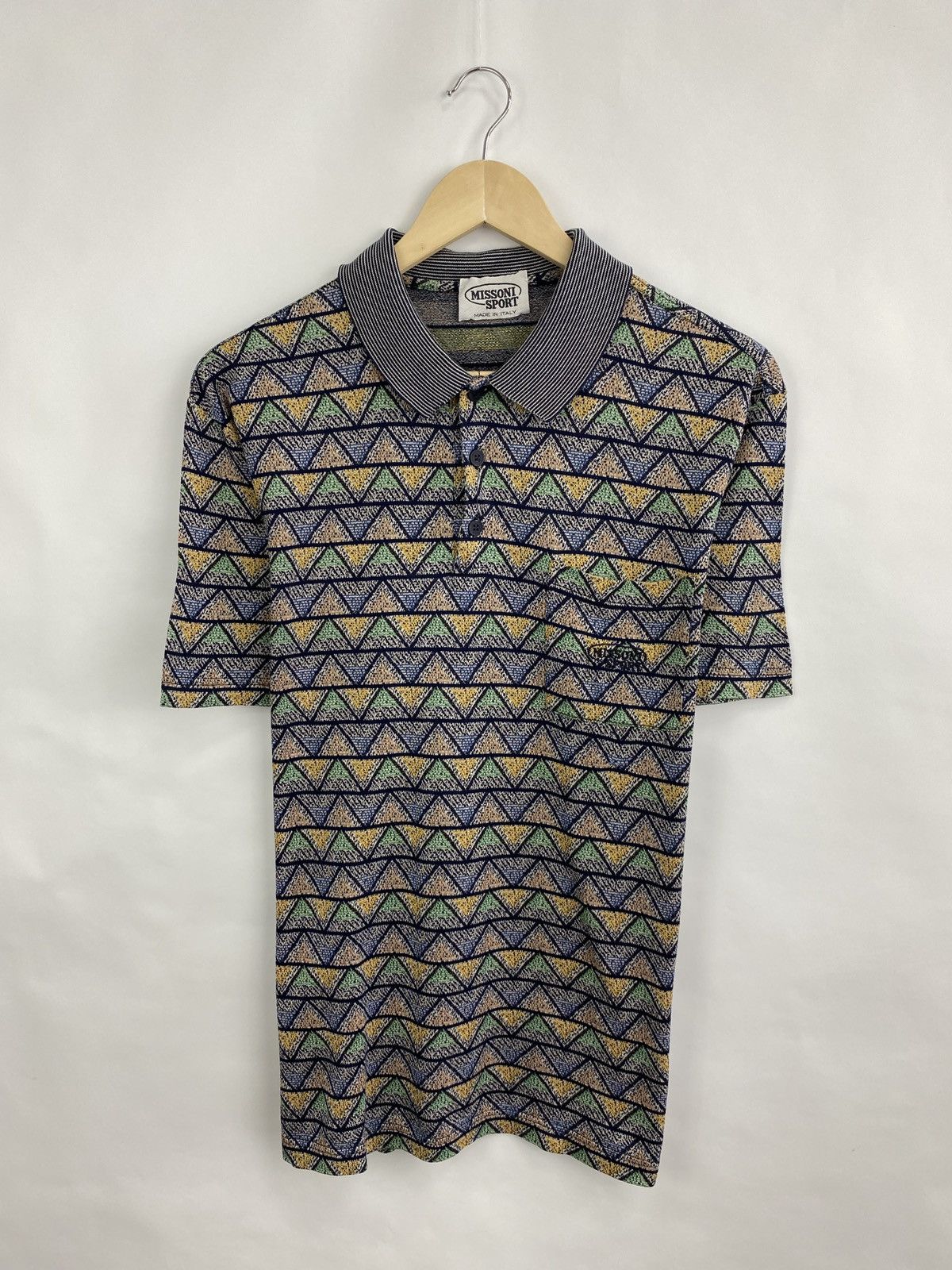 Missoni 🇮🇹 Vintage 80s Missoni Sport Striped Polo T-Shirt Rare Retro Size US L / EU 52-54 / 3 - 3 Thumbnail