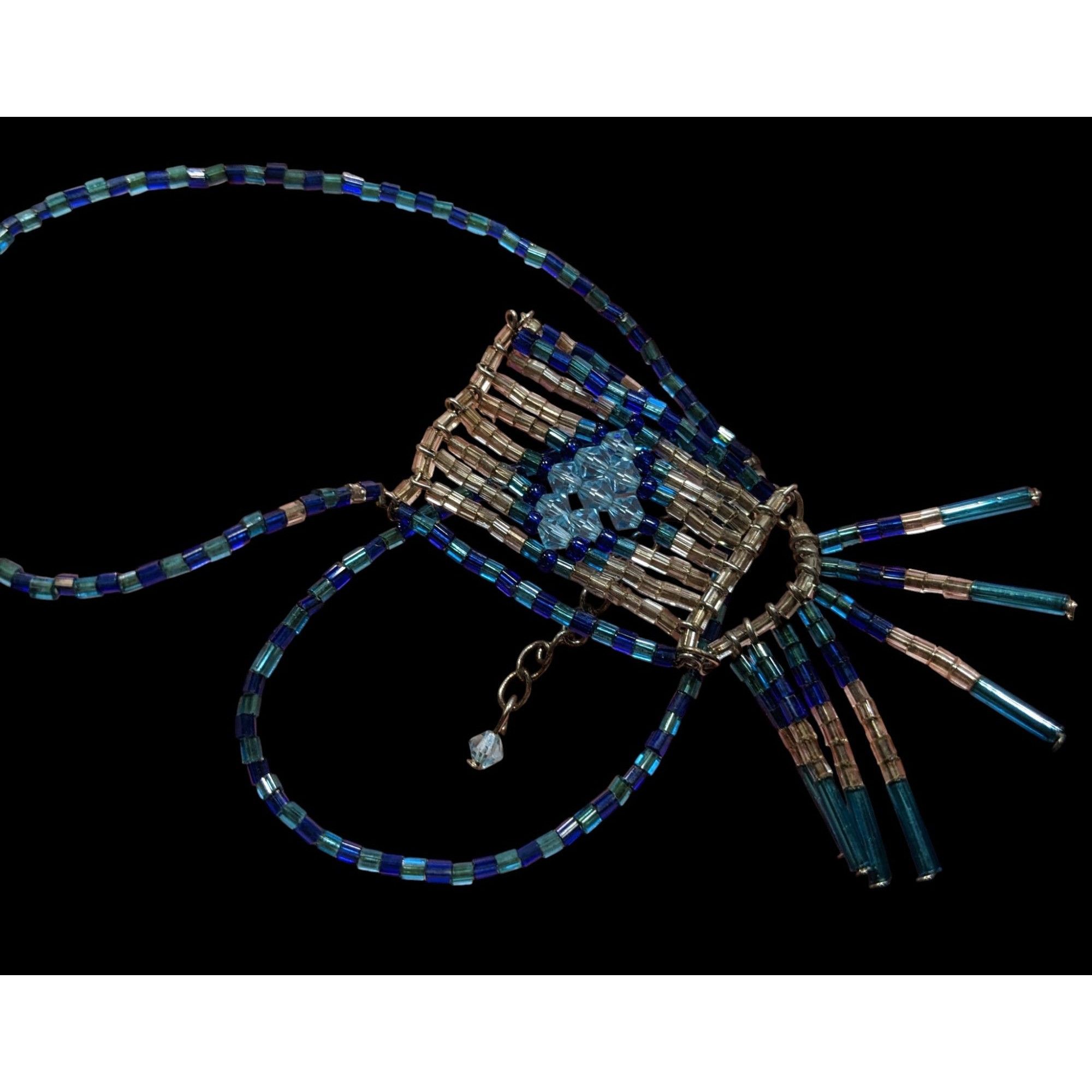 Other Handcrafted Bohemian Blue & Silver Tone Beaded Necklace With Size ONE SIZE - 3 Thumbnail