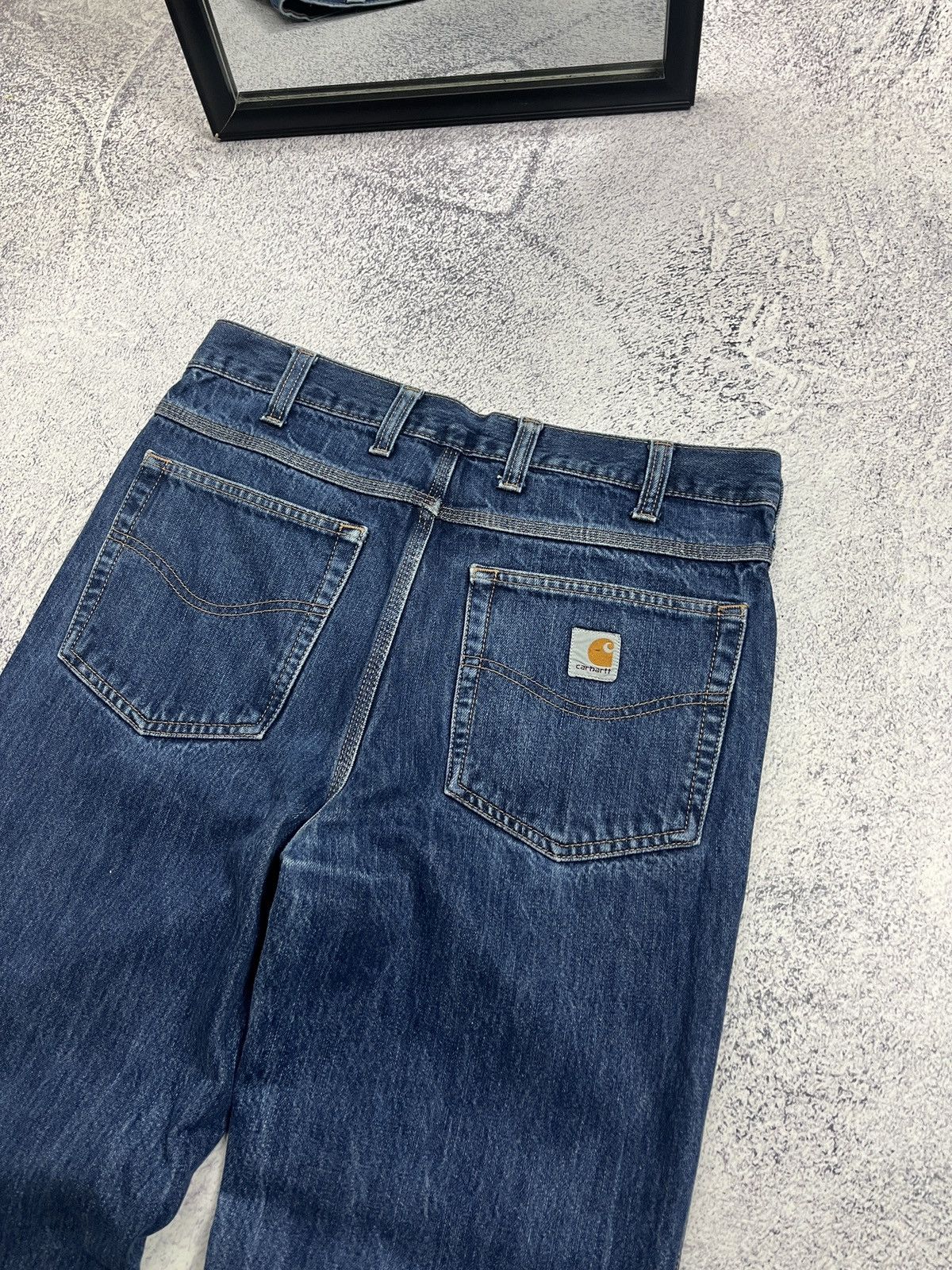 Carhartt × Vintage Carhartt Ranch Jeans Work Pants Faded Blue Denim 33x32 Size US 33 - 7 Thumbnail