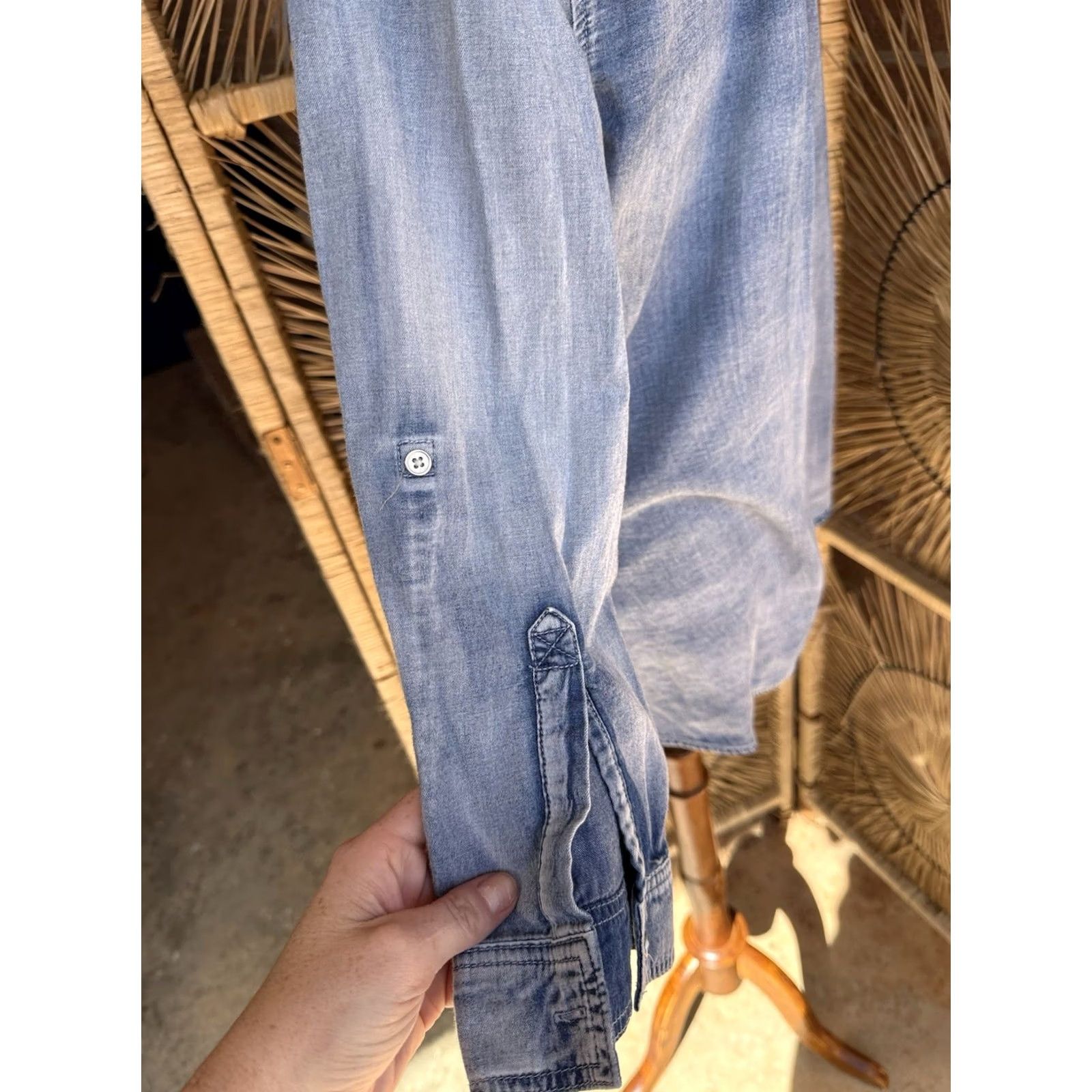 Vintage Reba Chambray Shirt Button-Up Women L Blue Casual Travel 90s? Size L / US 10 / IT 46 - 7 Thumbnail