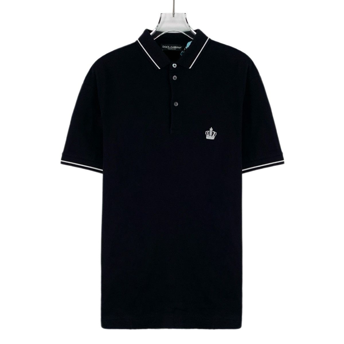 Dolce & Gabbana Dolce & Gabbana Black Crown Embroidered Polo Shirt K26WX Size US S / EU 44-46 / 1 - 1 Thumbnail