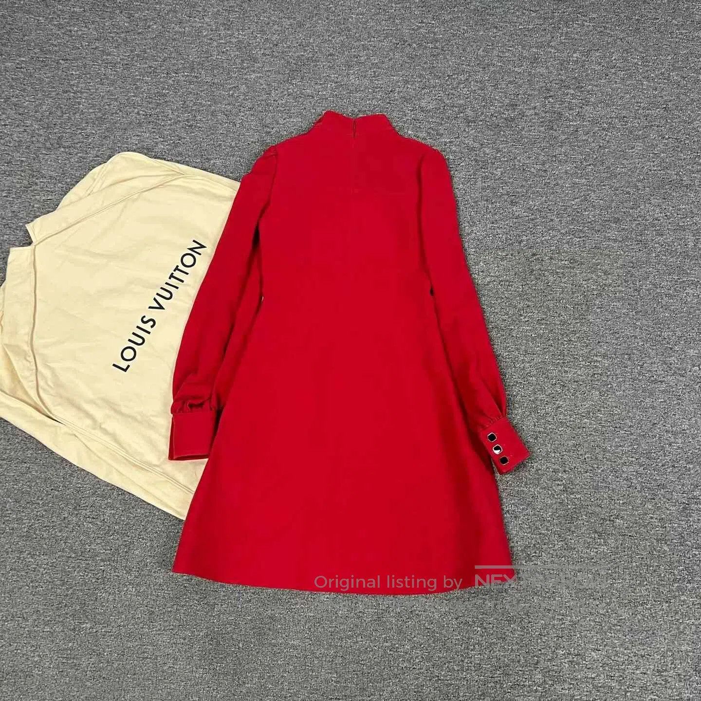 Louis Vuitton Louis Vuitton Red Silk Wool Dress. Size XXS / US 00 / IT 34 - 3 Thumbnail