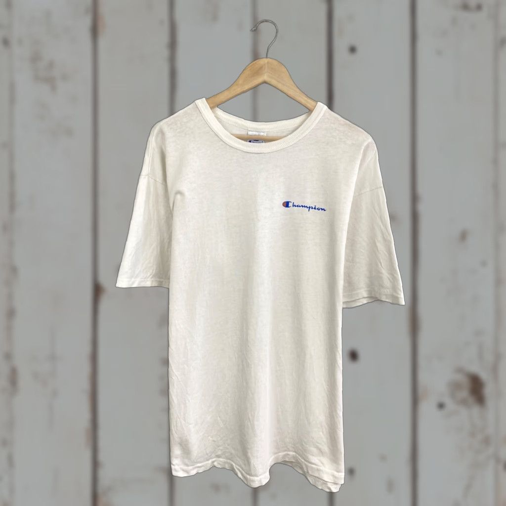 Champion VINTAGE Champion T-Shirt XL White 90s Made In USA Mens Shirt Size US XL / EU 56 / 4 - 1 Thumbnail