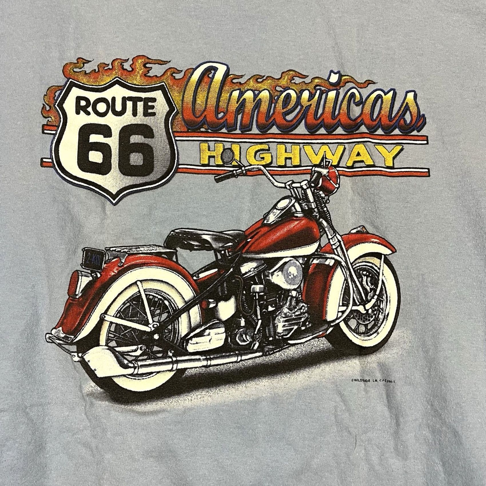 Vintage VINTAGE Alstyle T-Shirt XL Route 66 Wild Side Biker Motorcycle Flames Harley Blue 90s Mens Short Sleeve Shirt XL Blue Route 66 Biker Toys? Size US XL / EU 56 / 4 - 2 Thumbnail