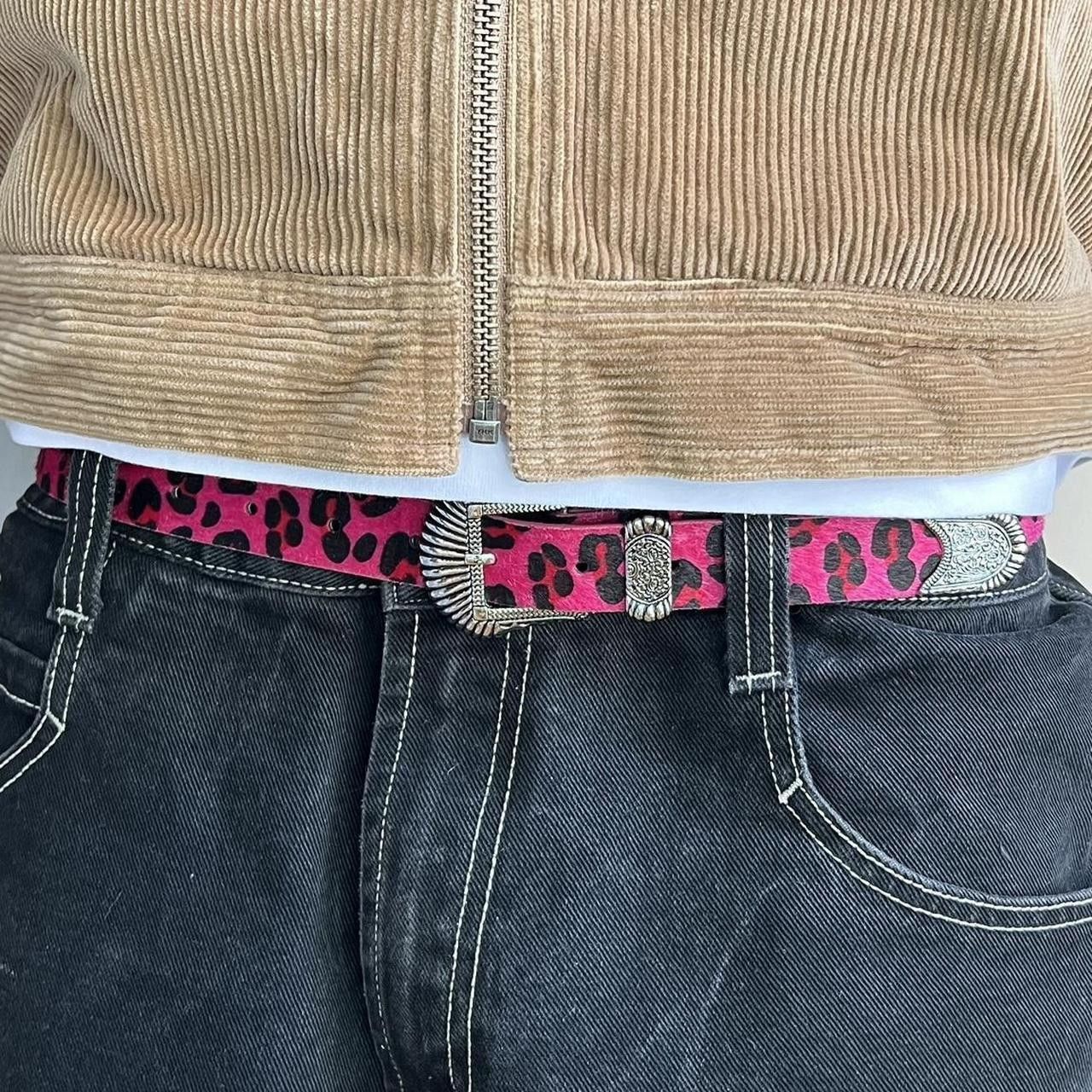 Japanese Brand y2k style pink cheetah fur american western design belt Size ONE SIZE - 3 Thumbnail