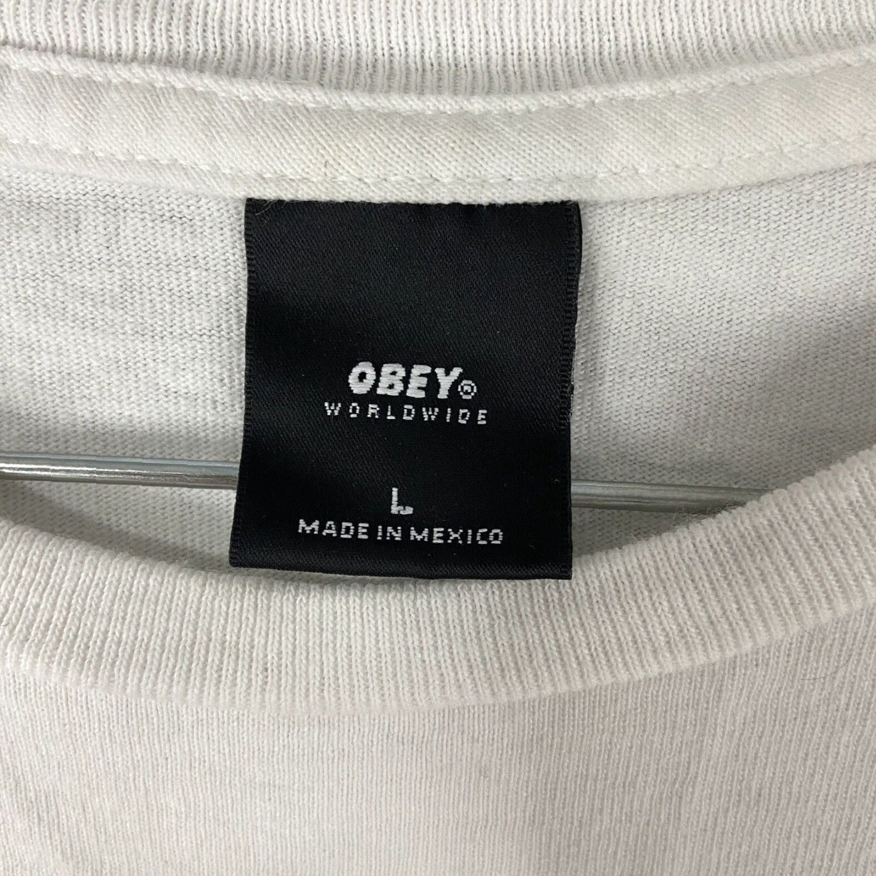 Obey OBEY Long Sleeve T Shirt Adult Large White Mens Size US L / EU 52-54 / 3 - 5 Thumbnail
