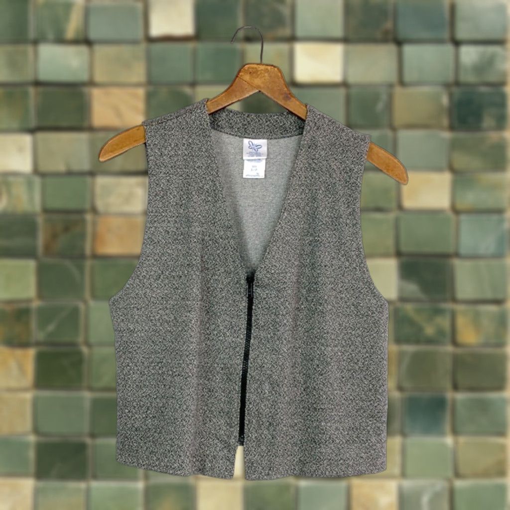 Vintage WEEKENDERS Vest Womens Small Gray Zip Up Sleeveless Marled Black Size S / US 4 / IT 40 - 1 Thumbnail