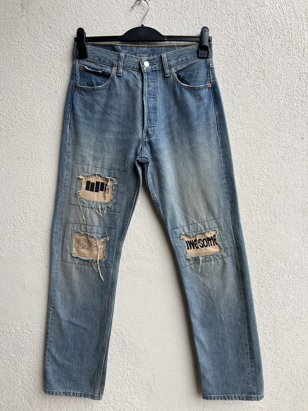 Levi's Vintage 2002 Levi’s 501 Fade Denim Patchwork Jeans Size US 30 / EU 46 - 6 Thumbnail