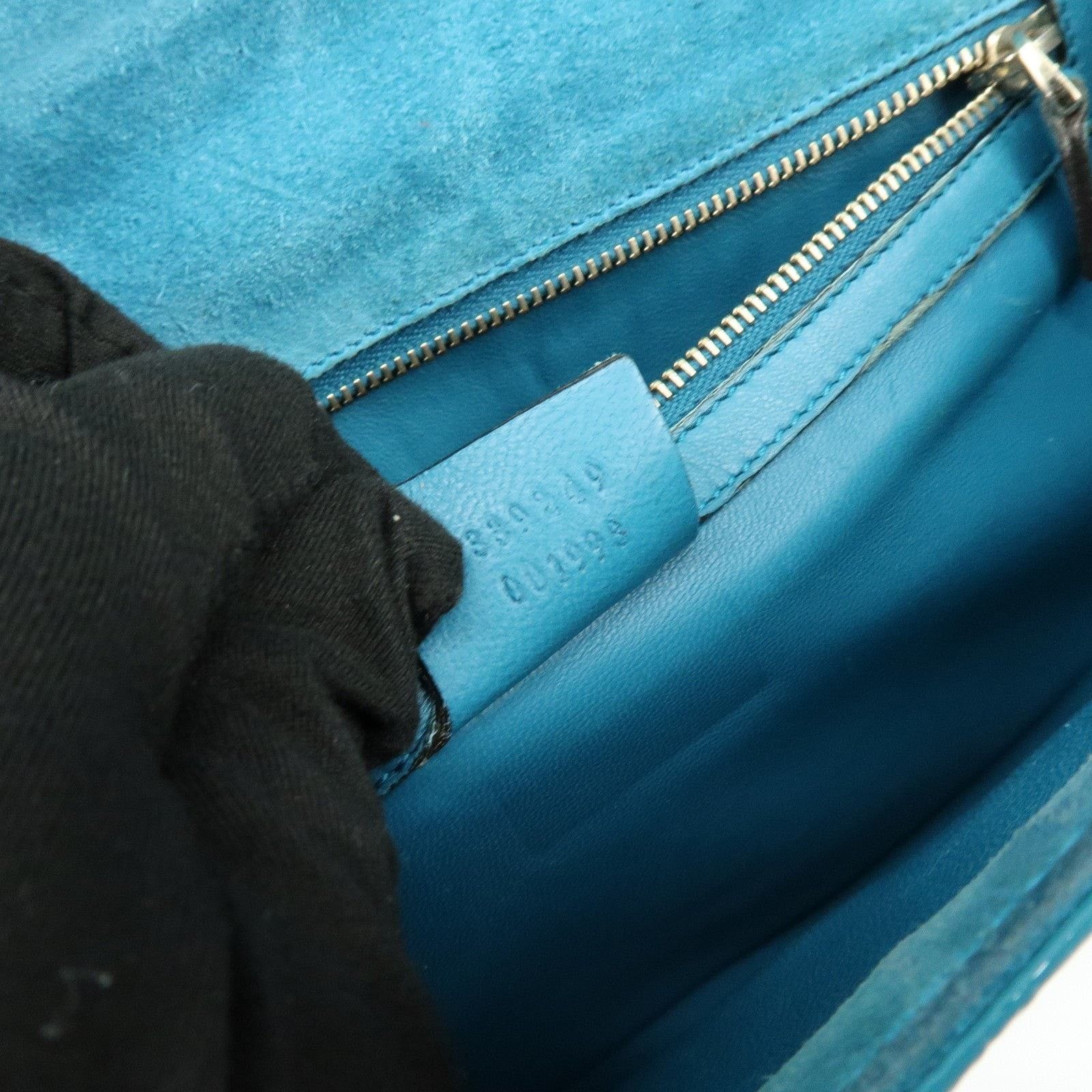 Gucci Gucci Microguccissima Patent Leather Clutch Blue Size ONE SIZE - 8 Thumbnail