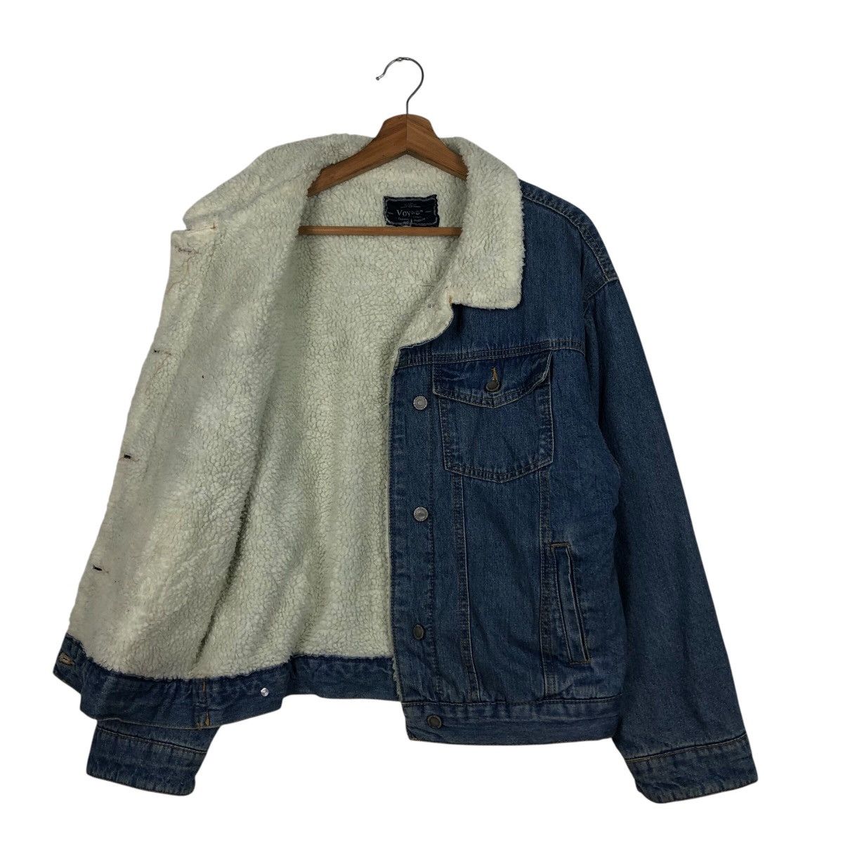 Japanese Brand 📌Vintage Trucker Denim Jacket Sherpa Blanket Voyage Size US L / EU 52-54 / 3 - 12 Thumbnail