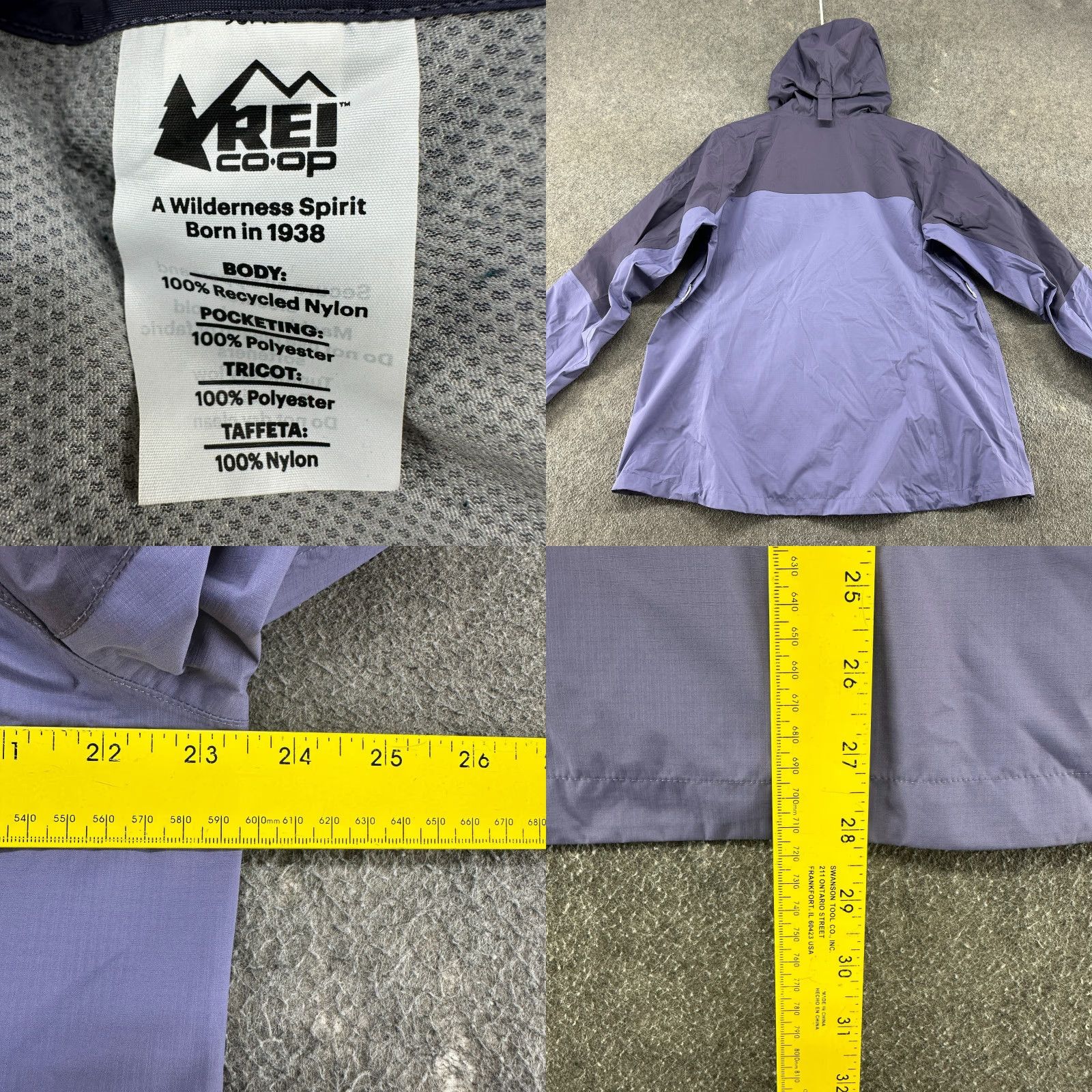 Vintage REI Womens Jacket 1X 1XL Purple Rain Coat Hooded Zip Hydrowall Peak 2.5L Rainier Rain Coat Softshell Full Zip Winter Spring Fall Travel Casual Womens Size XL / US 12-14 / IT 48-50 - 8 Thumbnail