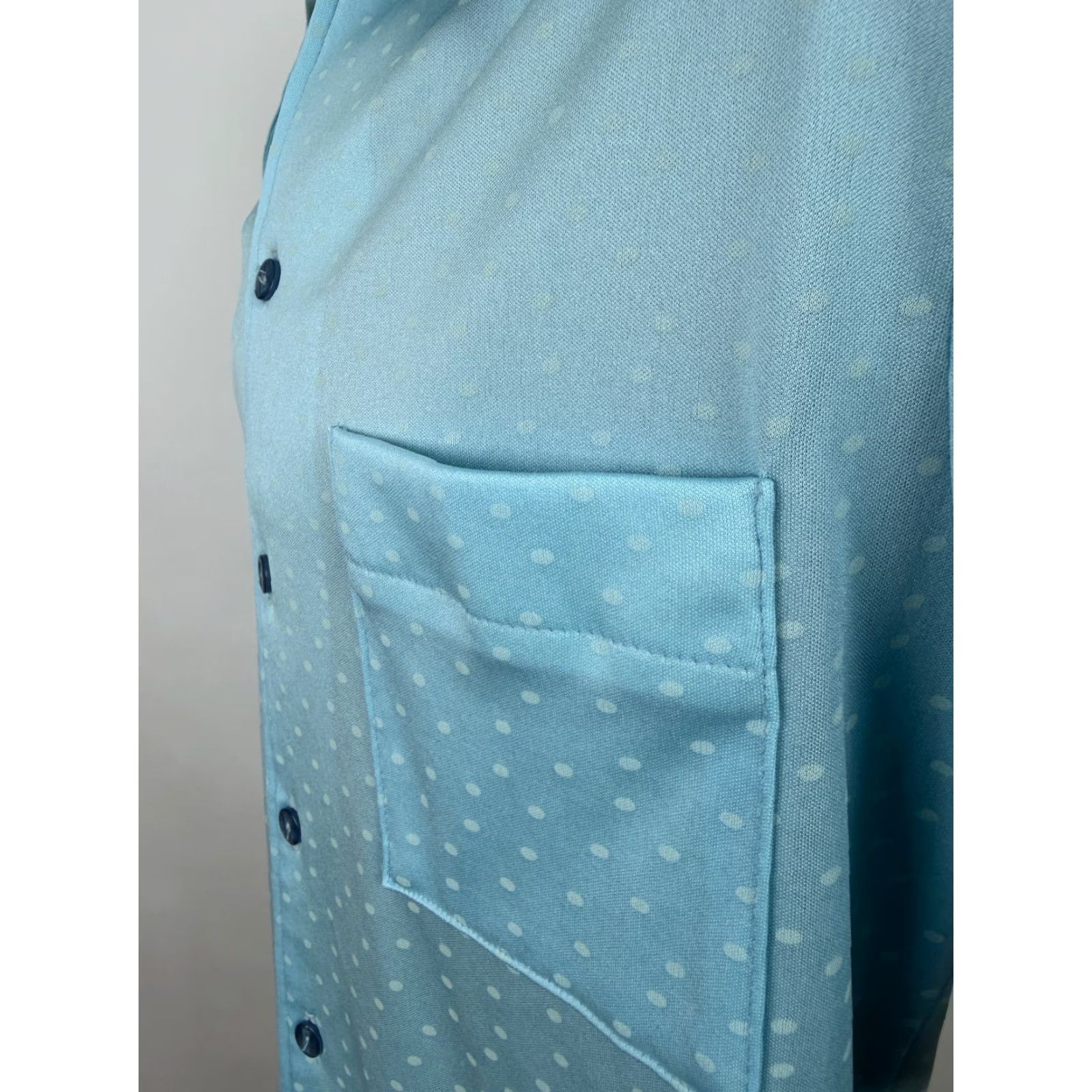 Vintage VINTAGE Joel California Disco Shirt Men M Blue Polka Dot Polyester 70s Stretchy Wrinkle Resistant Size US M / EU 48-50 / 2 - 6 Thumbnail