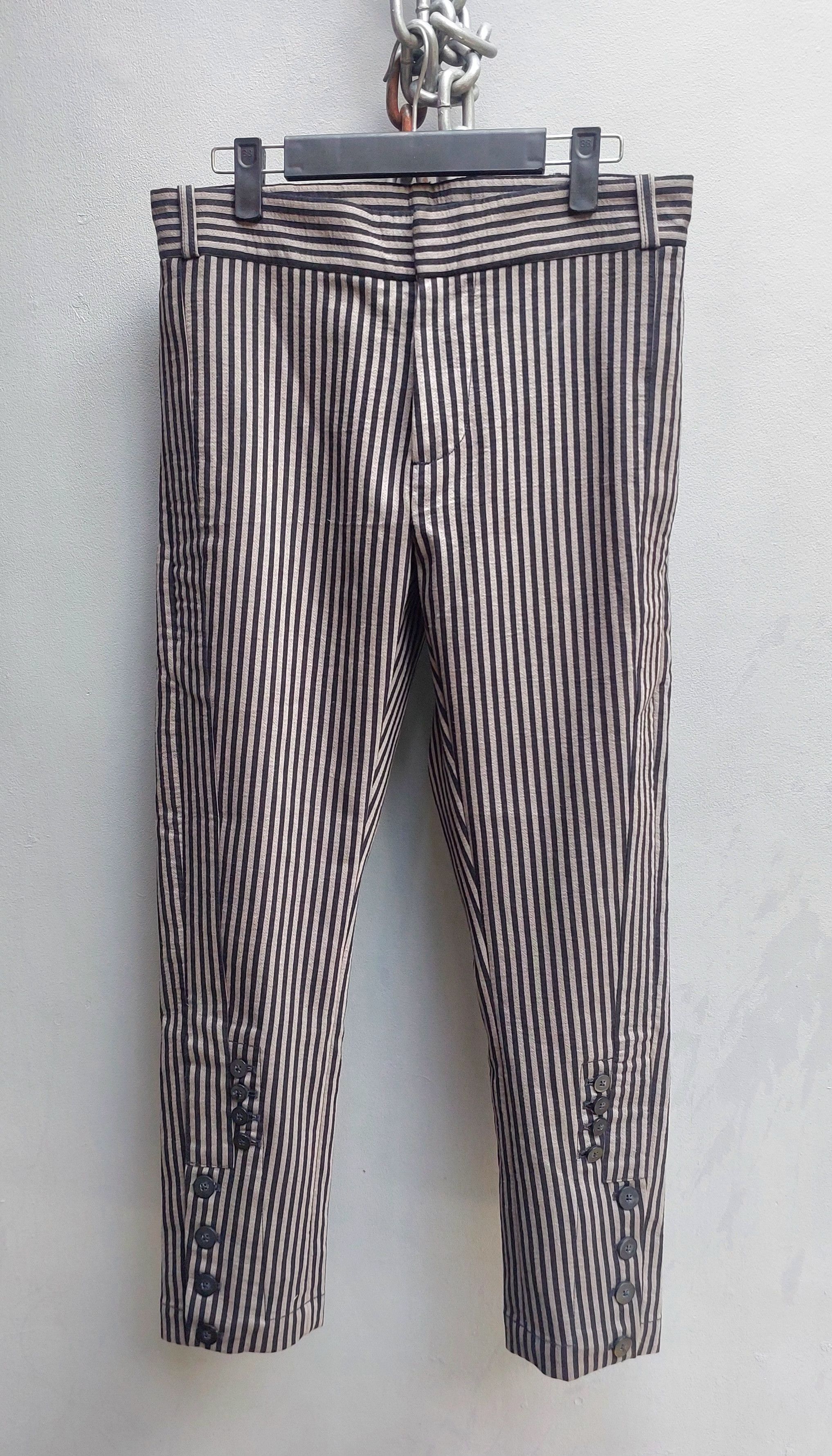 Ann Demeulemeester Ann Demeulemeester Striped Slim Pants with Buttoned Hem Size US 32 / EU 48 - 2 Thumbnail