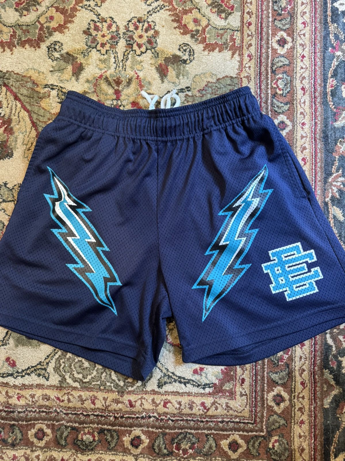 image of Eric Emanuel Lightning Bolt Shorts in Bleu, Men's (Size 32)