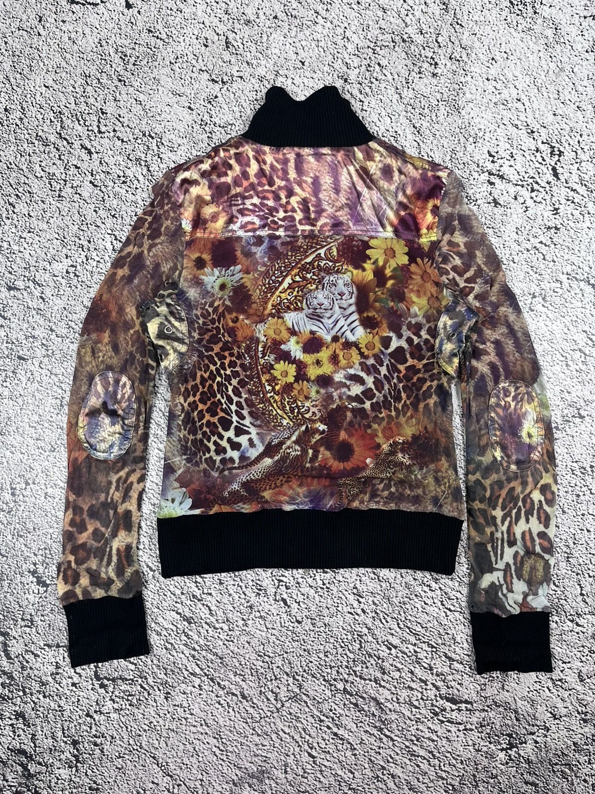 Japanese Brand Vintage Mesh Printed Animal Zip Jacket Floral Cavalli Style Size M / US 6-8 / IT 42-44 - 11 Thumbnail