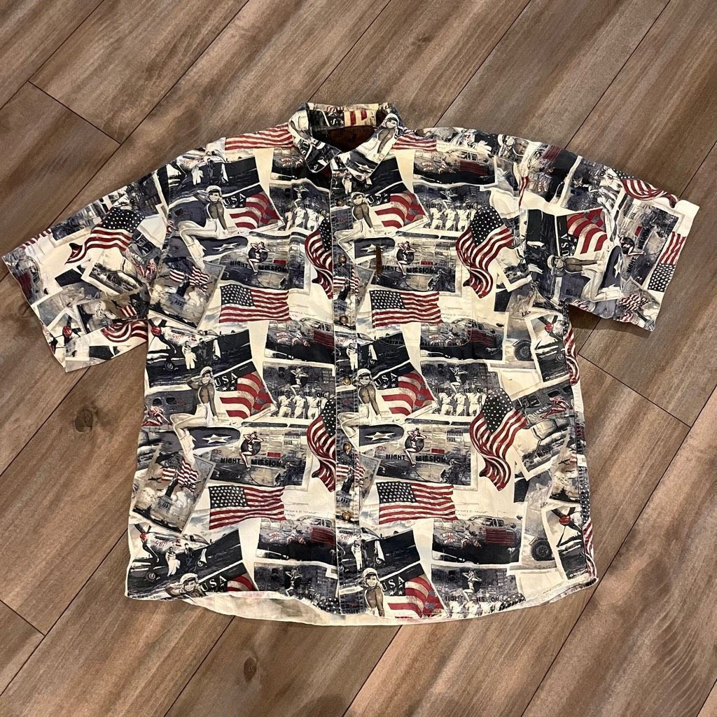 North River Outfitters North River American Flag USA Pattern Casual Buttonup Shirt Size US XL / EU 56 / 4 - 1 Thumbnail