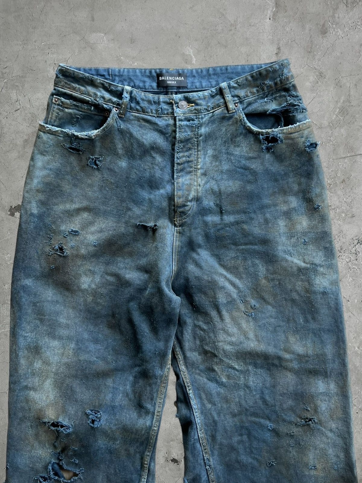 Balenciaga Mud Super Destroyed Jeans
