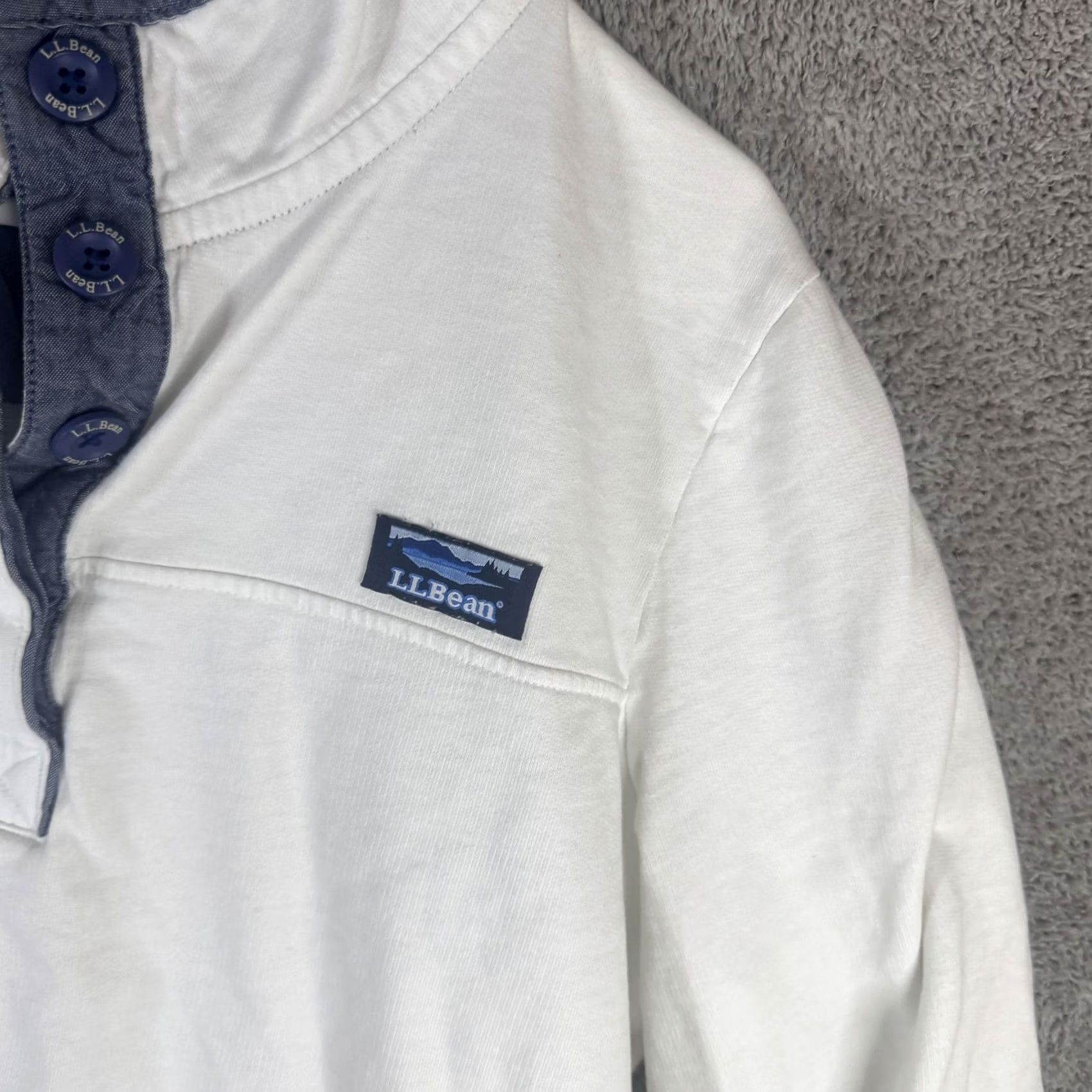 Vintage L.L.Bean Shirt Mens XL White Long Sleeve Henley Logo Cotton Pullover Tee Size US XL / EU 56 / 4 - 4 Thumbnail