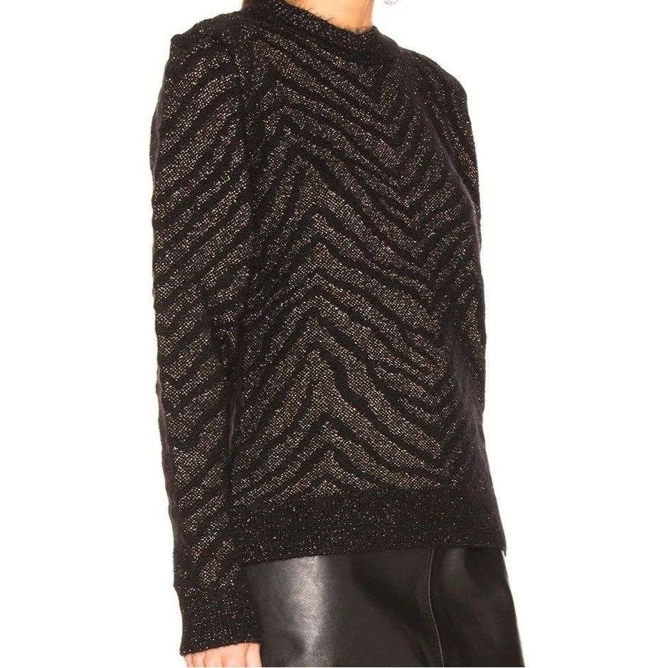 Saint Laurent Paris Zebra Print Lurex Mohair Black Sweater in size M NWT $1705 Size M / US 6-8 / IT 42-44 - 4 Thumbnail