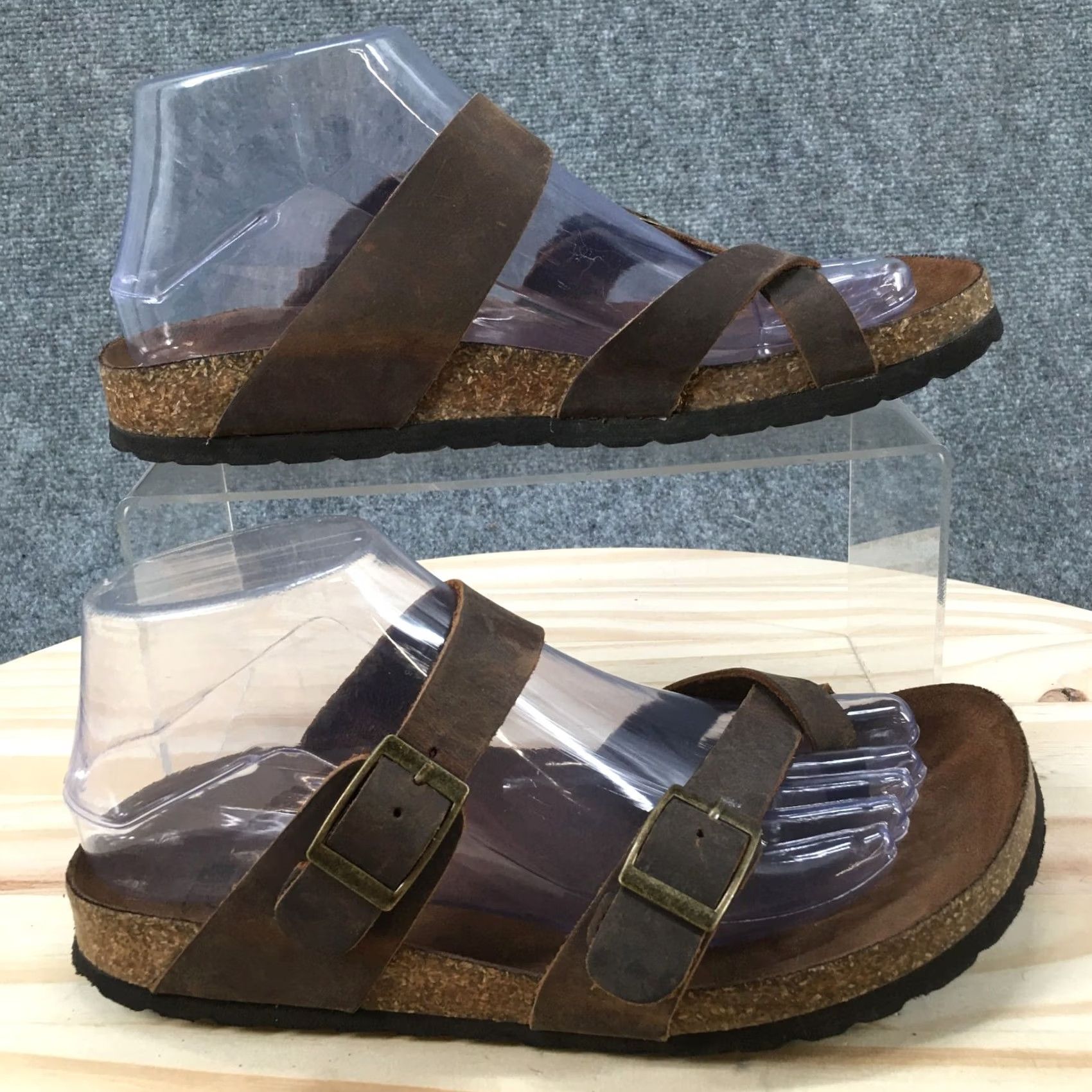 Vintage White Mountain Gracie Sandal Womens 7 M Brown Slip On Slide Flats Footbeds Leather Upper Casual Shoes Size US 7 / IT 37 - 4 Thumbnail