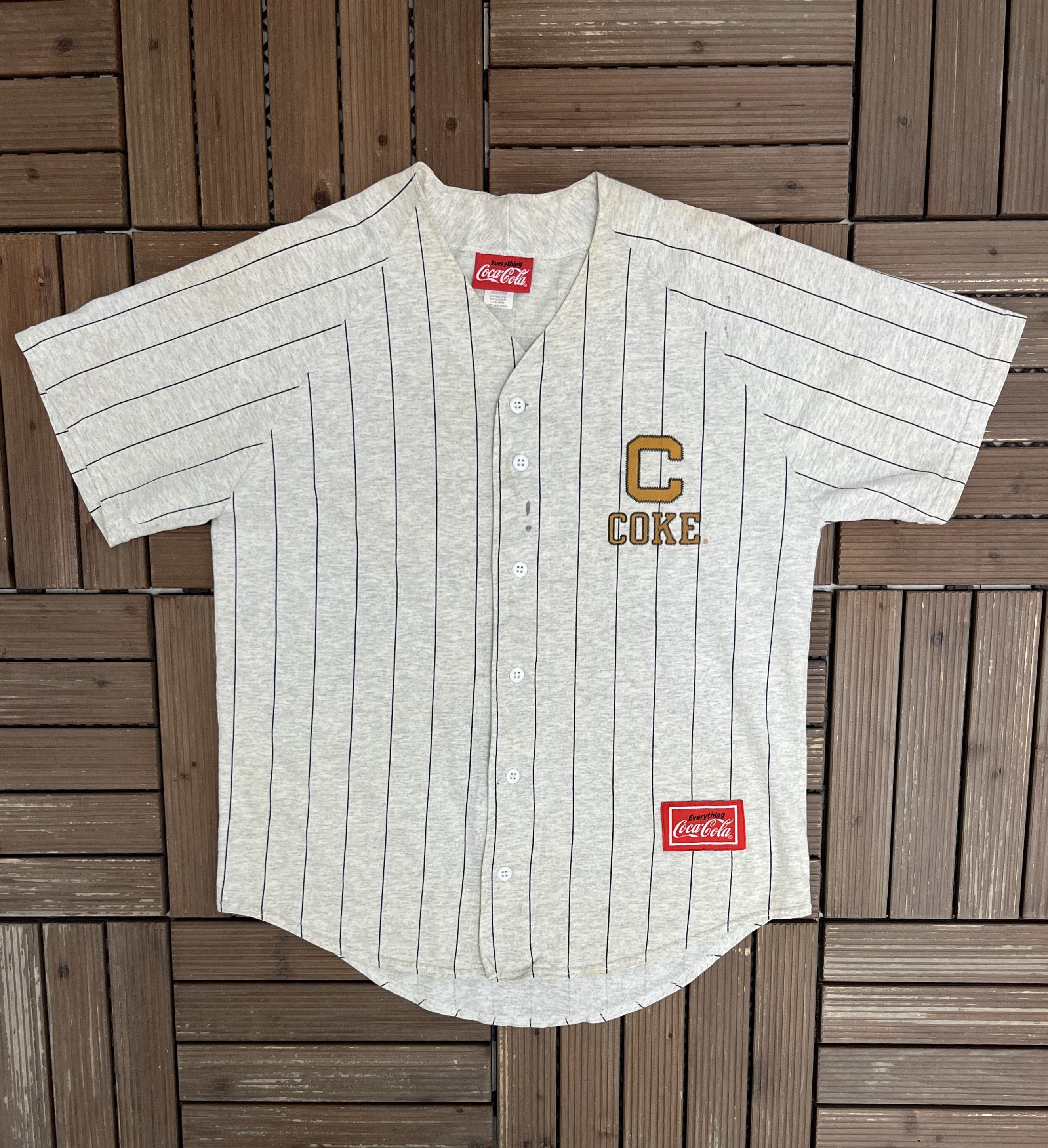 Vintage Coca-Cola Vintage Pinstripe Grey Baseball Jersey Size US M / EU 48-50 / 2 - 1 Thumbnail