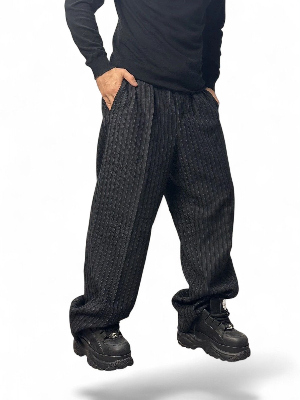 Junya Watanabe Minimalist Black Pleated Wide Pants 34 Avantgarde Size US 34 / EU 50 - 3 Thumbnail