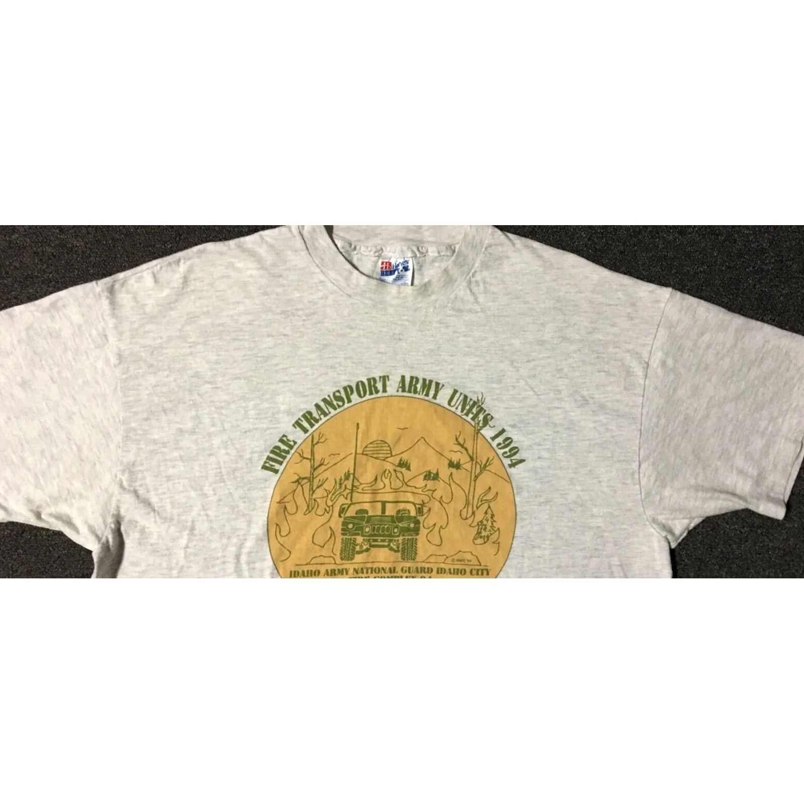 Vintage VINTAGE US Army Hot Shots Fire Transport Shirt XL Gray Military Biker Grunge 80s 90s Mens Size US XL / EU 56 / 4 - 6 Thumbnail