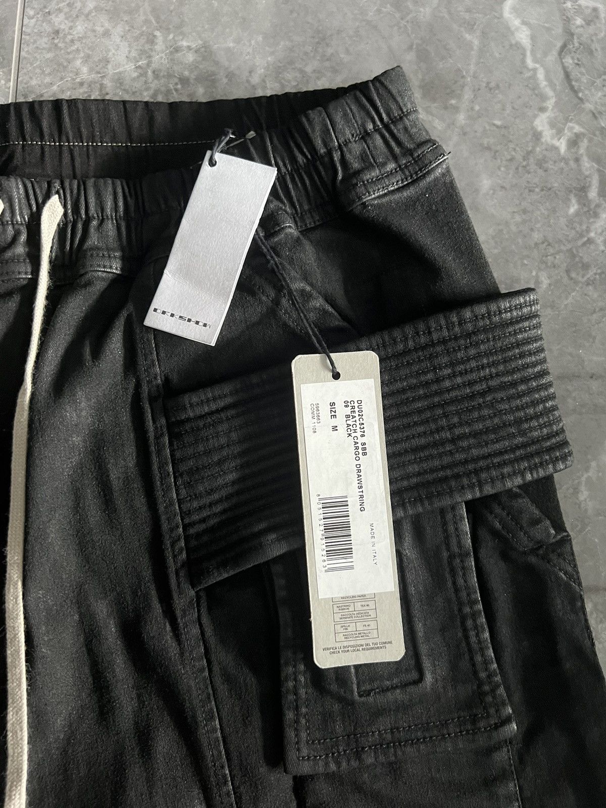Rick Owens Drkshdw Rick owens waxed denim creatch cargo drawstring pants Size US 34 / EU 50 - 7 Thumbnail