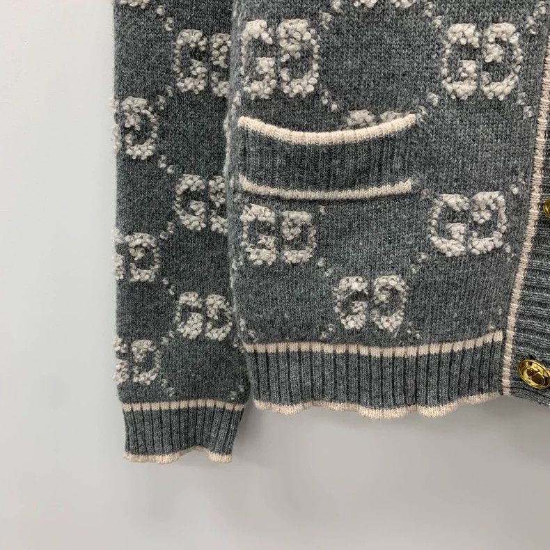 Gucci GucciGray logo jacquart full printed wool single-breasted l Size M / US 6-8 / IT 42-44 - 4 Thumbnail