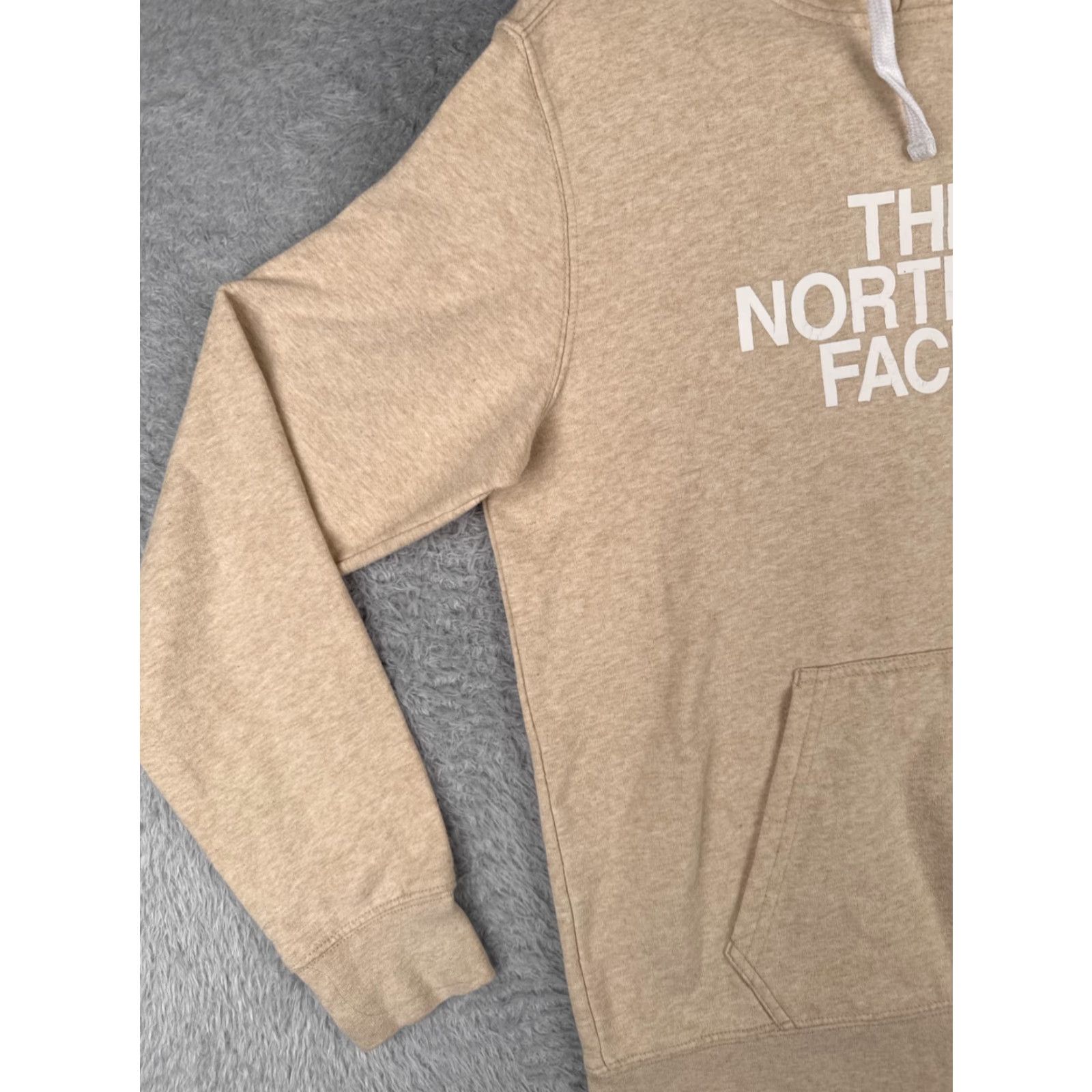 The North Face The North Face Hoodie Mens Small Beige Front Logo Pullover Jersey Fabric Crew Neck Zip Pockets Lightweight Logo Clothing Sweatshirt Size US S / EU 44-46 / 1 - 3 Thumbnail