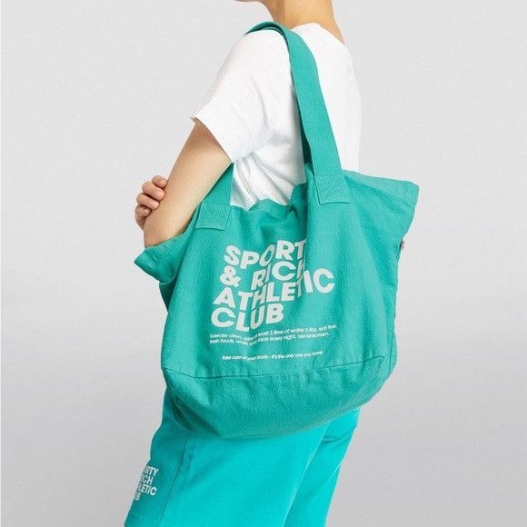 Sporty & Rich SPORTY & RICH ATHLETIC CLUB TEAL TOTE BAG Size ONE SIZE - 2 Thumbnail
