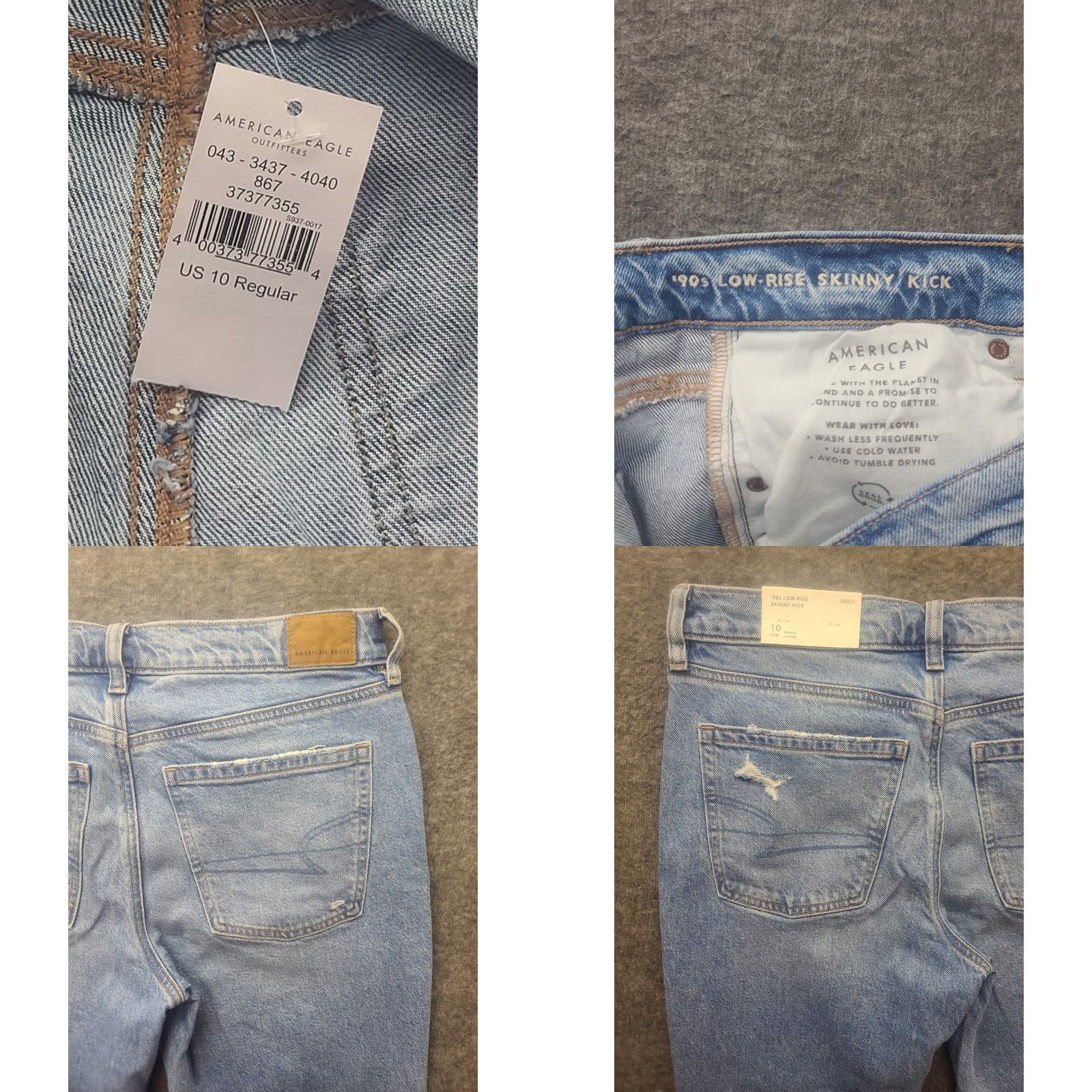 American Eagle Outfitters VINTAGE American Eagle Jeans Womens 10x32 90s Skinny Kick Flared Low Rise Stretch Jeans Blue Cotton Spandex Regular Inseam 32 Womens Size 32" / US 10 / IT 46 - 8 Thumbnail