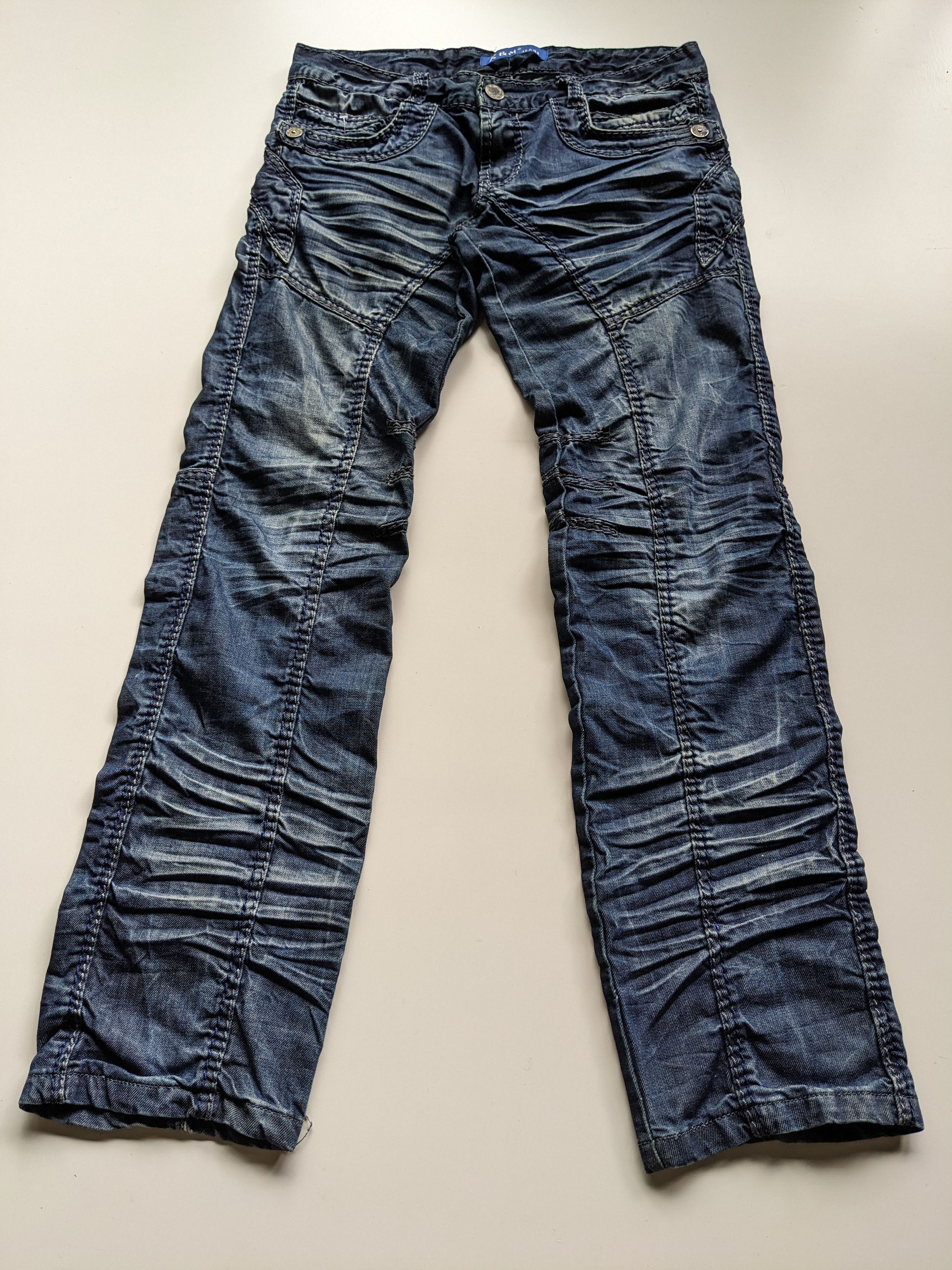 Japanese Brand Kosmolupo wrinkle clawmark indigo jeans Size US 34 / EU 50 - 1 Thumbnail