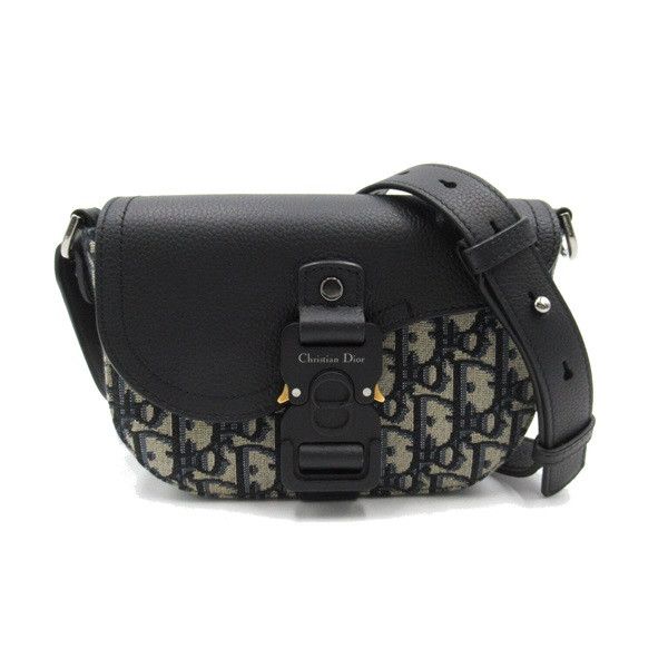 image of Dior Oblique Saddle Pouch Crossbody Bag in Blue, Women's