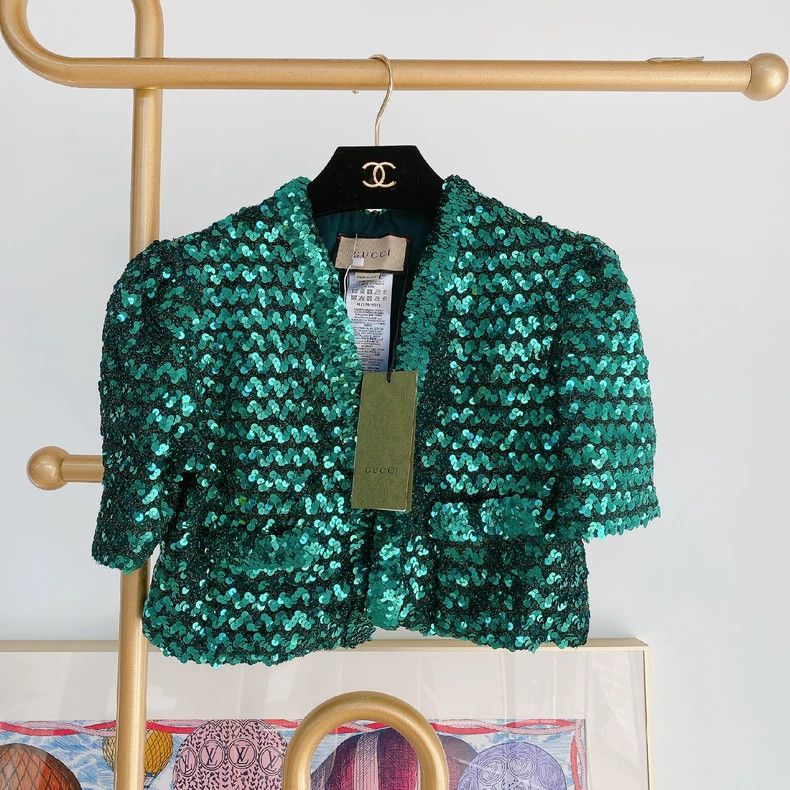 Gucci Gucci Green sequin cardigan jacket 2504-Nextarrow Size M / US 6-8 / IT 42-44 - 1 Thumbnail