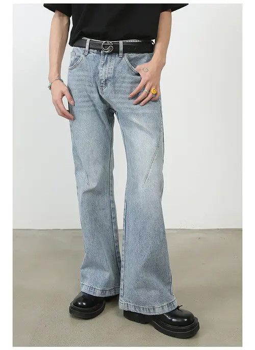 Handmade × Japanese Brand × Jean Pants High street washed distressed loose flared jeans Size US 34 / EU 50 - 2 Thumbnail
