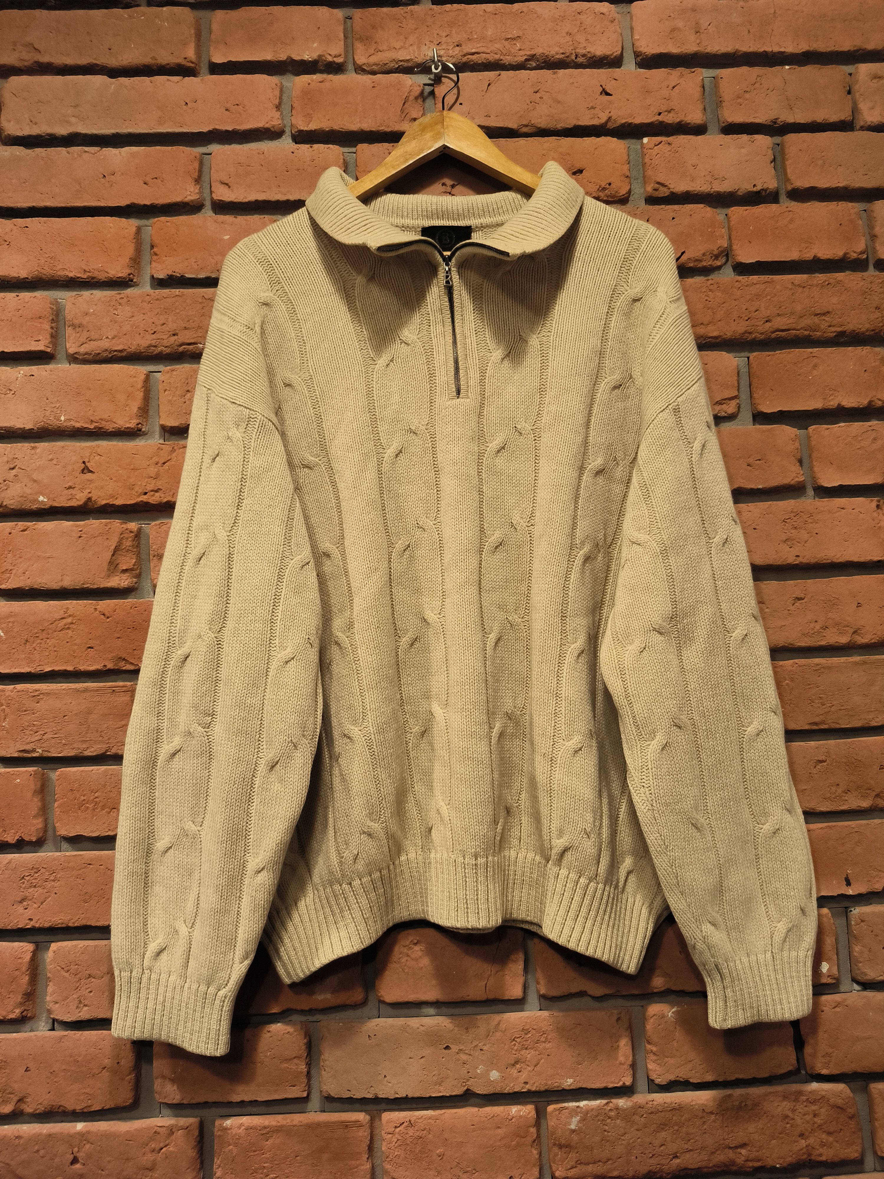 Bogner Bogner Half-zip Knitwear Virgin Wool Logo Beige Sweater Size US L / EU 52-54 / 3 - 1 Thumbnail